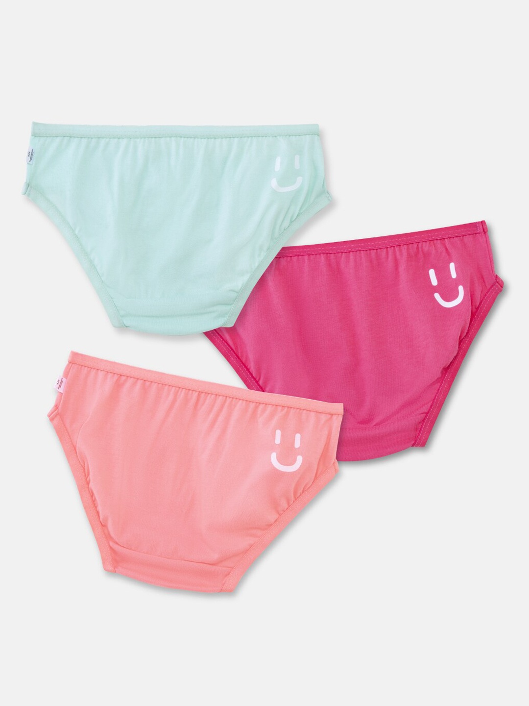 

You Got Plan B Girls Pack of 3 Solid Blue & Peach Cotton Basic Briefs