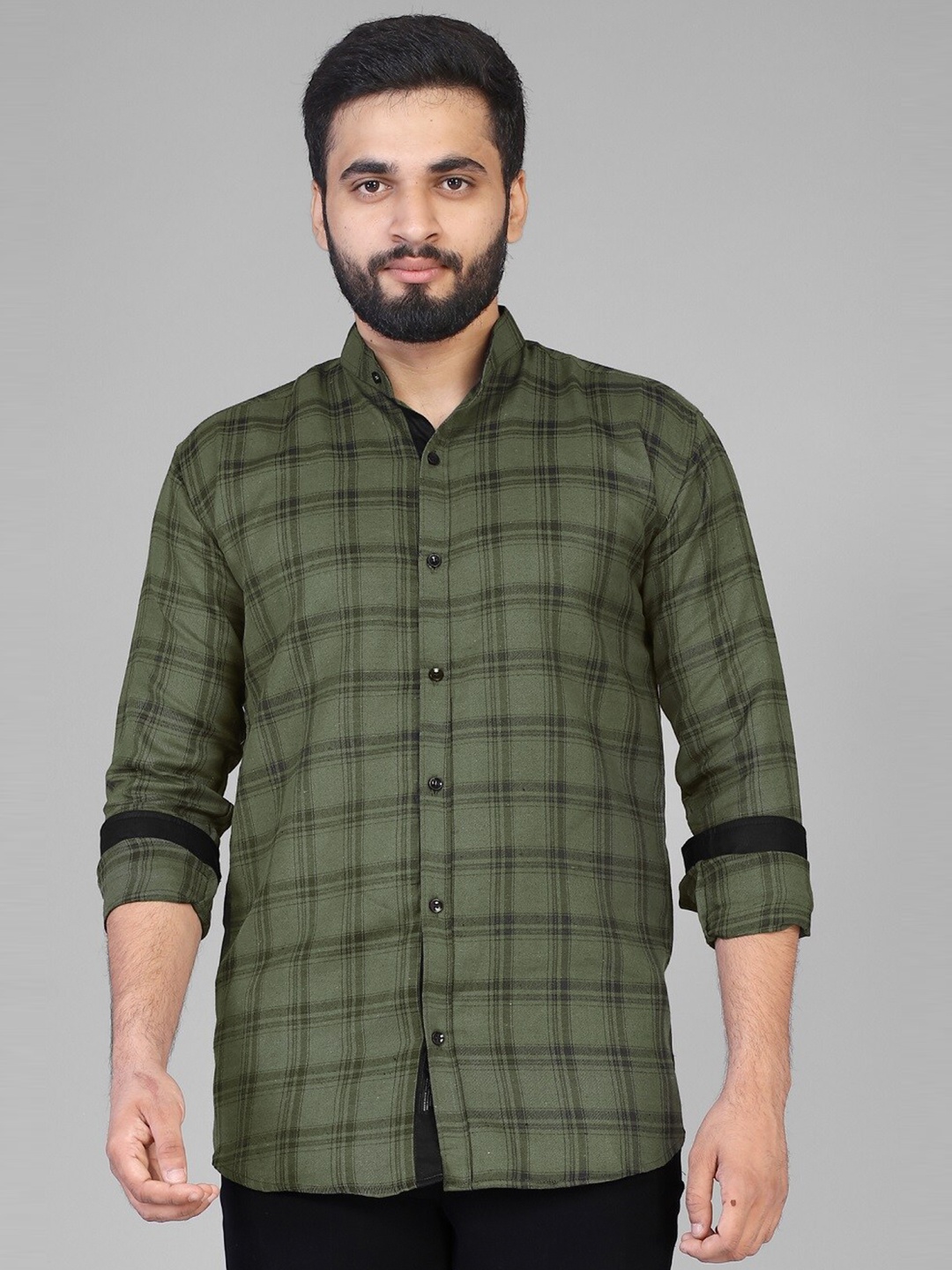 

KAJARU Men Green Slim Fit Checked Casual Shirt