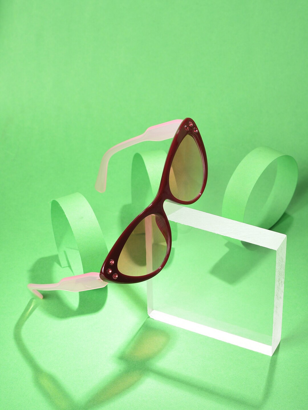 

HAUTE SAUCE by Campus Sutra Women Pink Lens & Brown Cateye Sunglasses with Polarised Lens