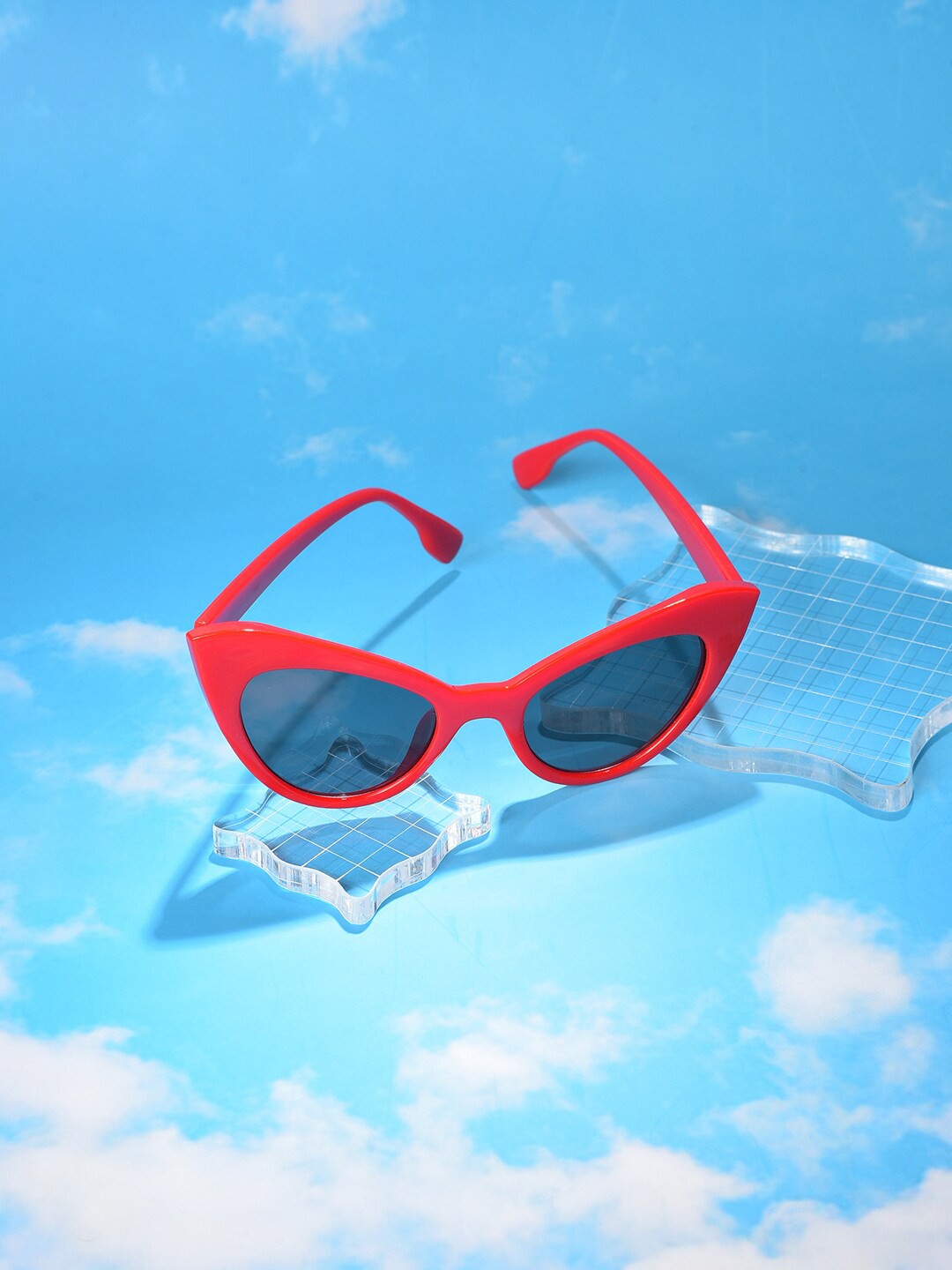 

HAUTE SAUCE by Campus Sutra Women Black Lens & Red Cateye Sunglasses with UV Protected Lens