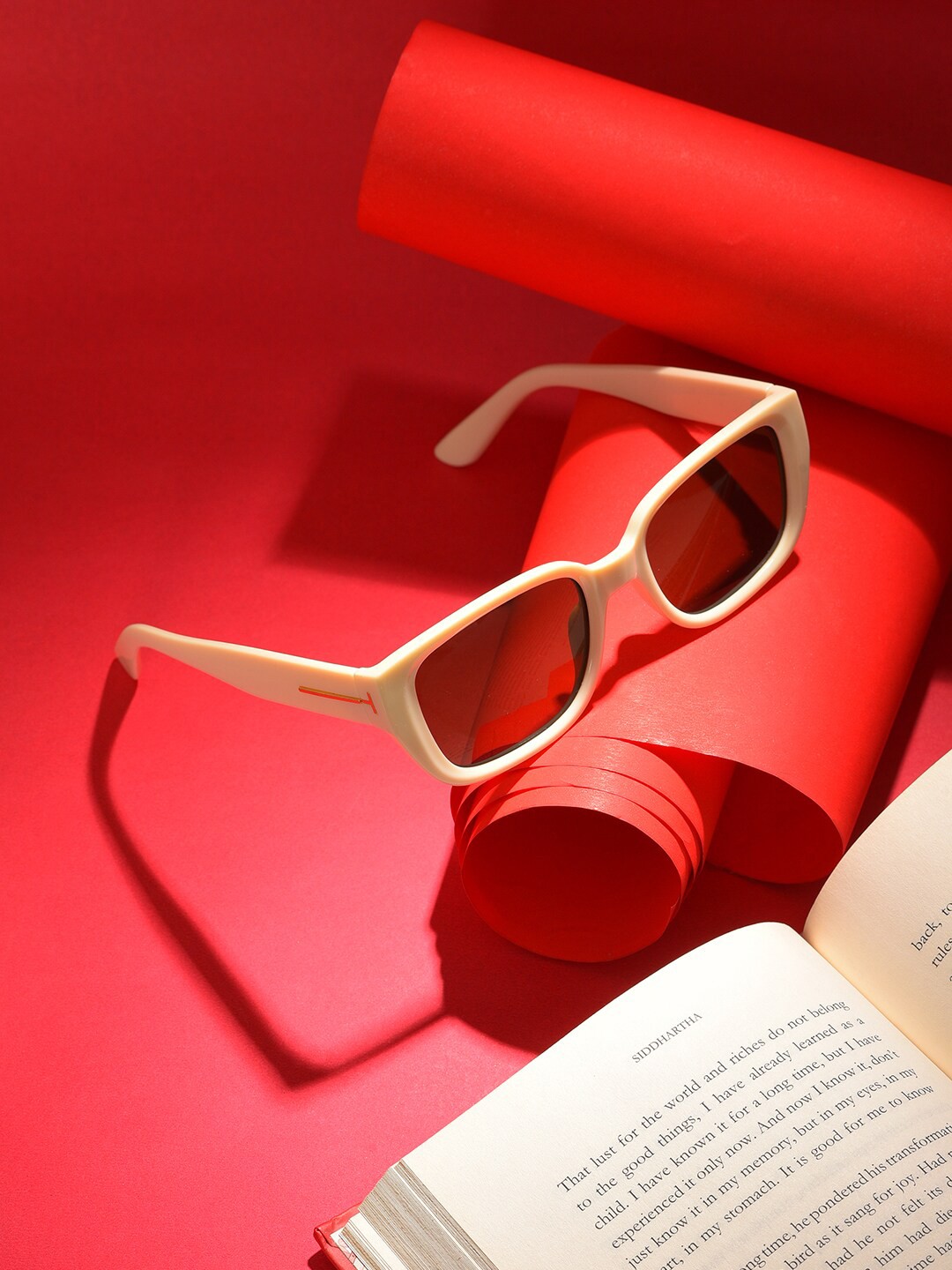 

HAUTE SAUCE by Campus Sutra Women Brown Lens & Brown Rectangle Sunglasses with UV Protected Lens, Beige