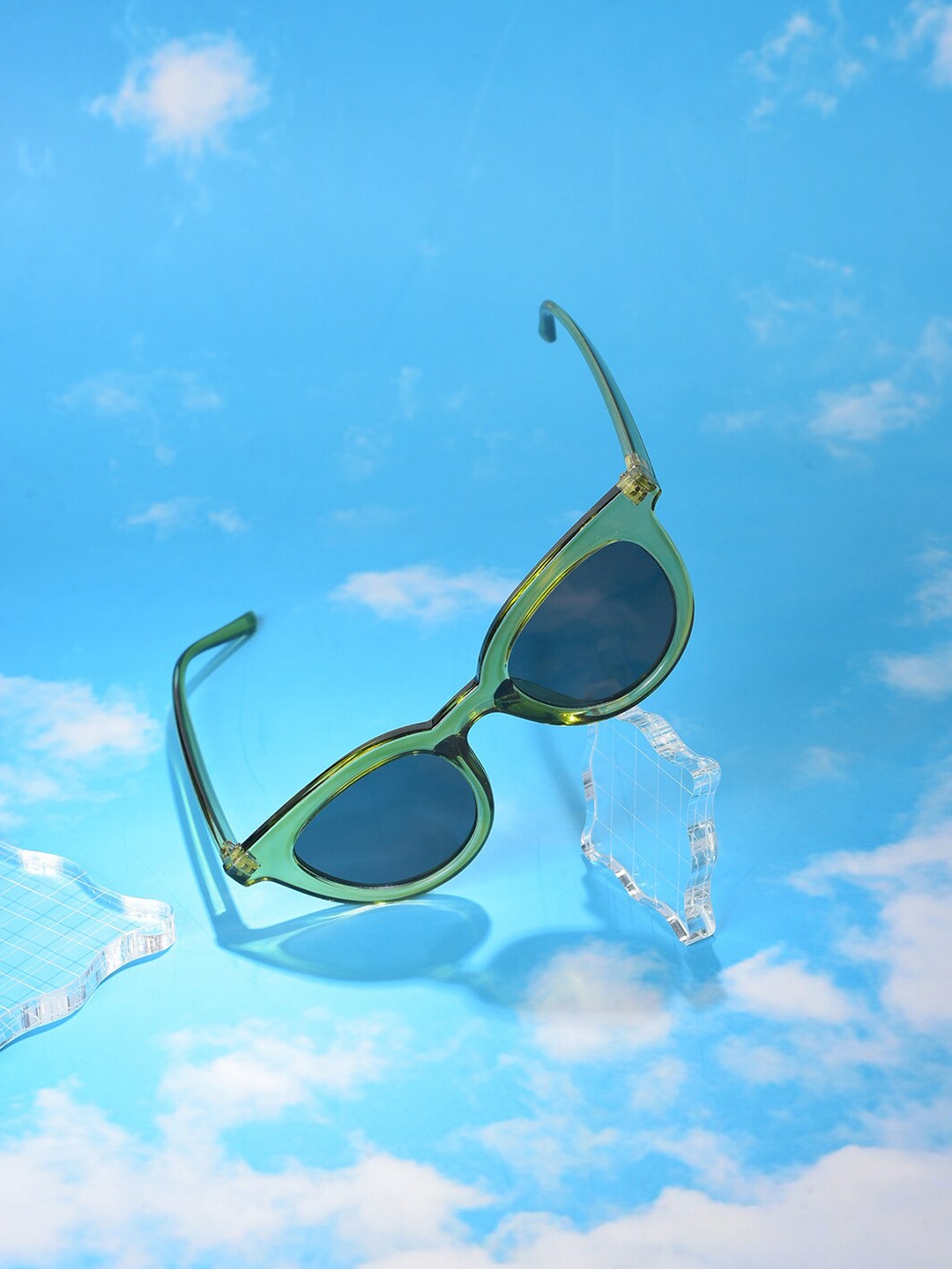 

HAUTE SAUCE by Campus Sutra Women Black Lens & Green Cateye Sunglasses with UV Protected Lens