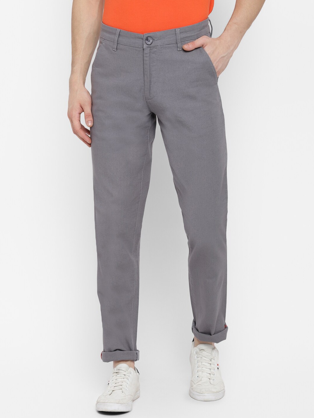 

Red Chief Men Grey Slim Fit Trousers