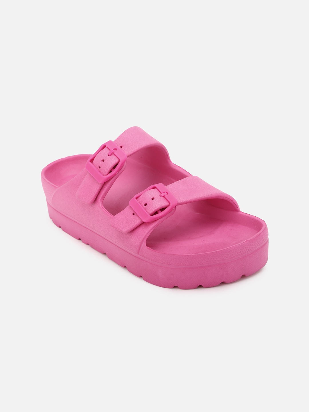 

FOREVER 21 Women Pink Open Toe Flats with Buckles