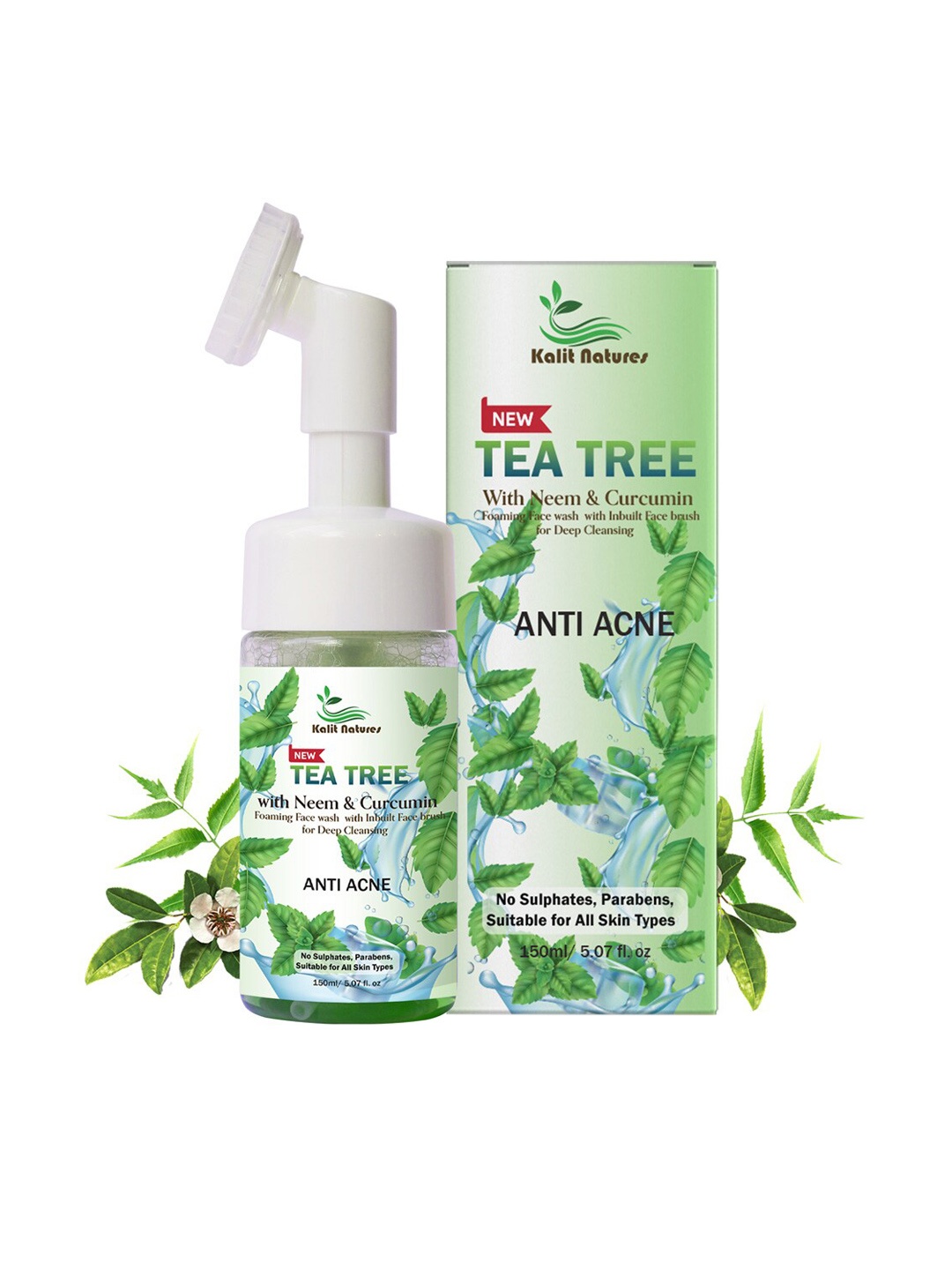 

Kalit Natures Tea Tree Foaming Face Wash with Neem & Curcumin - 150ml, Green