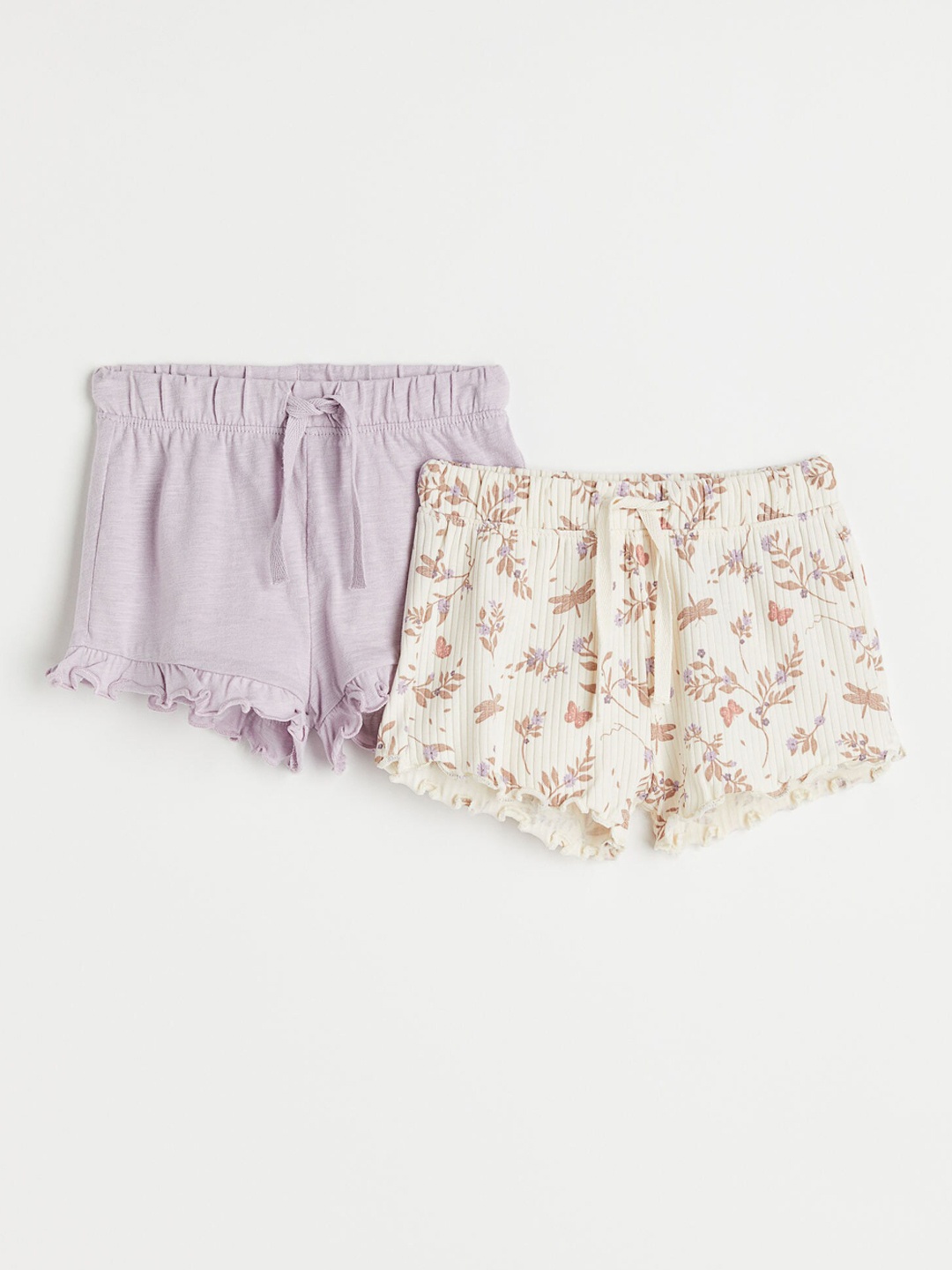 

H&M Girls 2-Pack Cotton Shorts, Purple