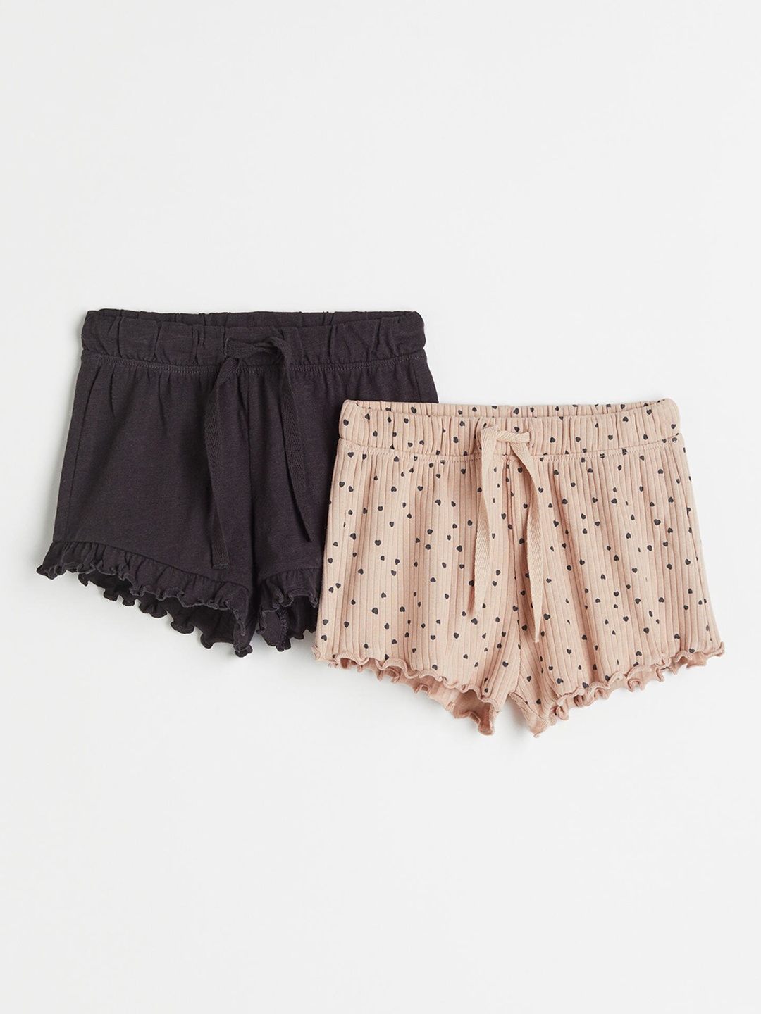 

H&M Girls 2 Pack Cotton Shorts, Beige