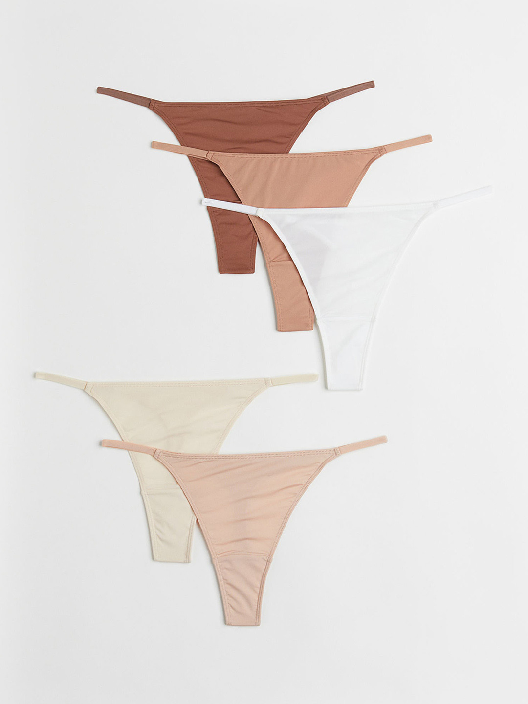 

H&M Women 5-Pack Cotton Thong Briefs, Beige
