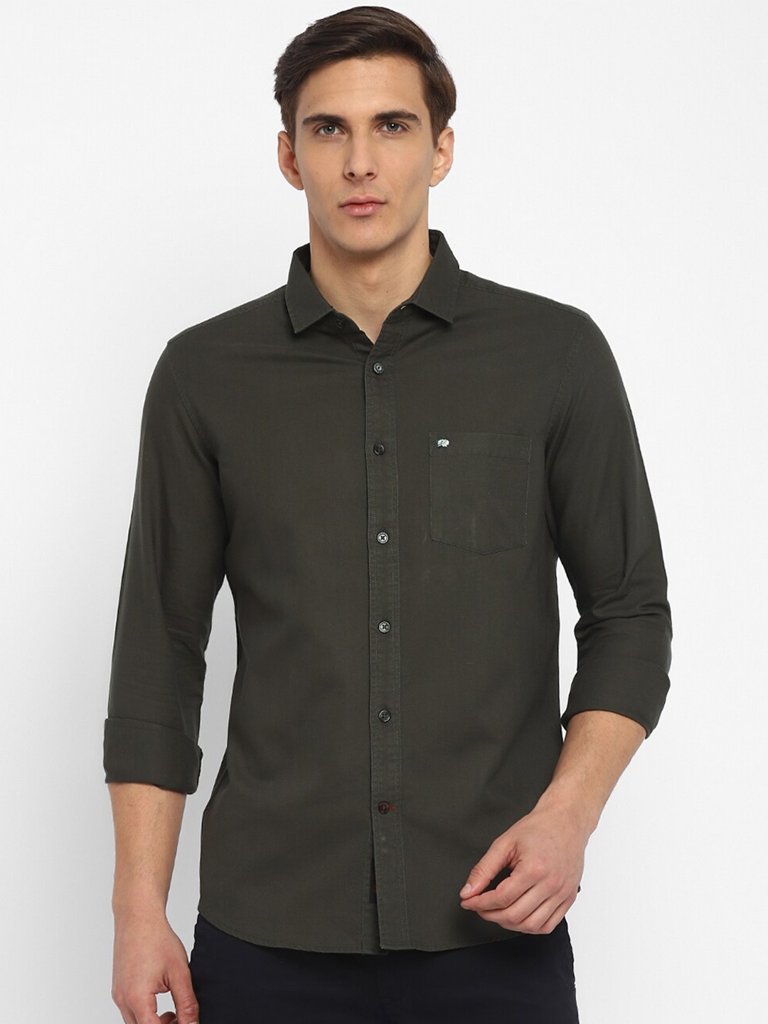 

Red Chief Men Olive Green Slim Fit Casual Shirt