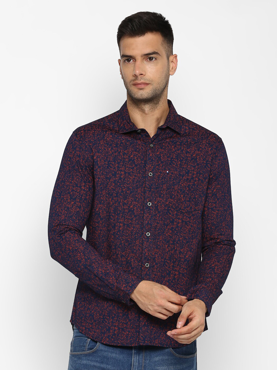 

Red Chief Men Navy Blue Slim Fit Floral Printed Casual Shirt