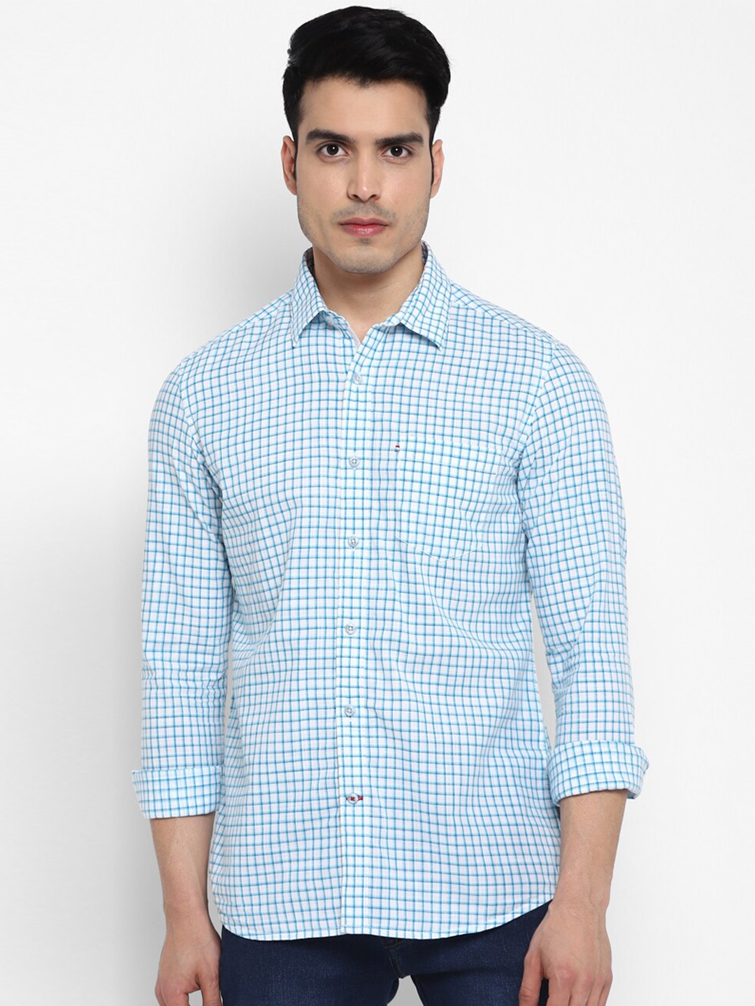 

Red Chief Men White Slim Fit Gingham Checks Checked Casual Shirt