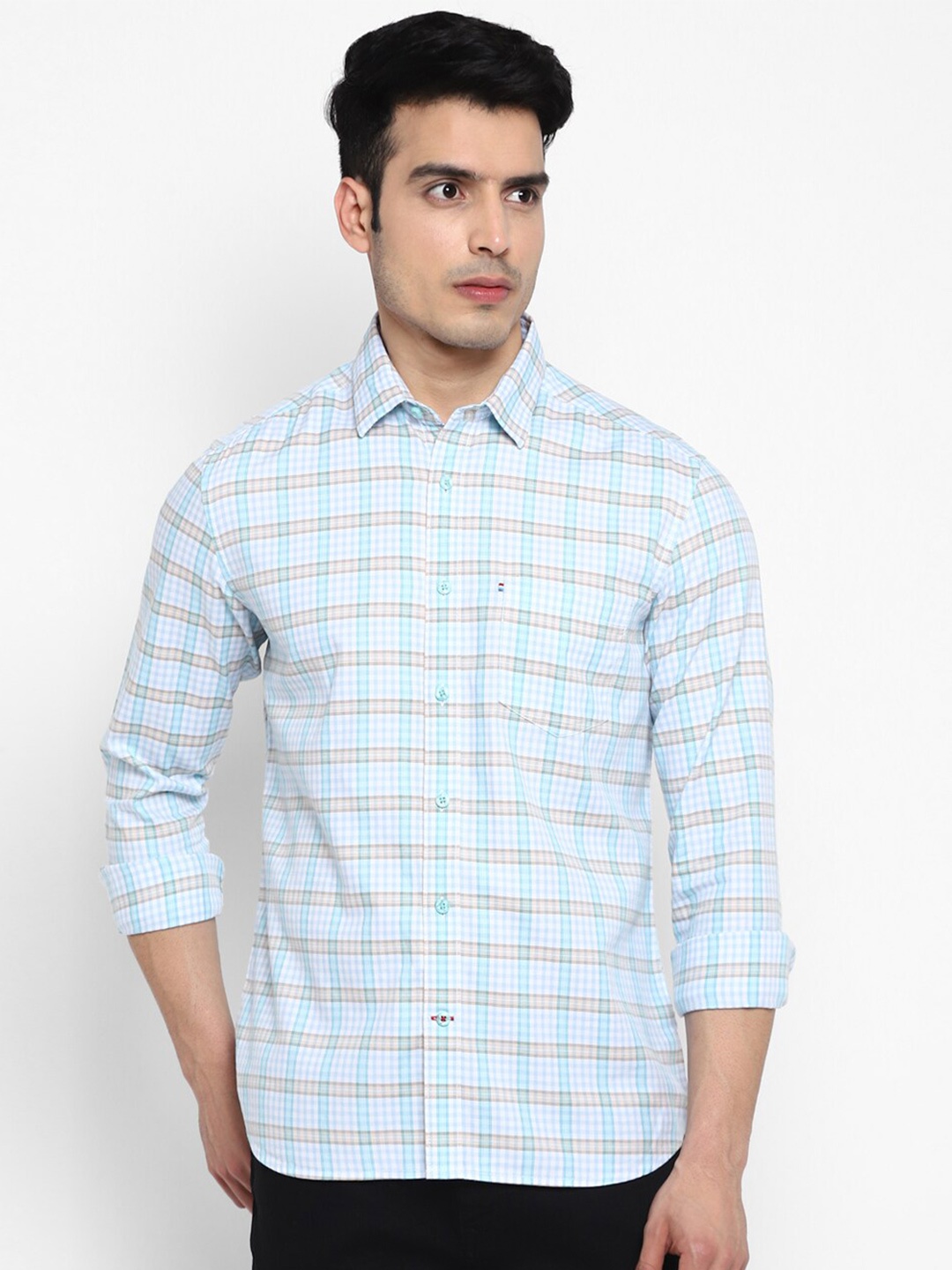 

Red Chief Men White Slim Fit Checked Casual Shirt