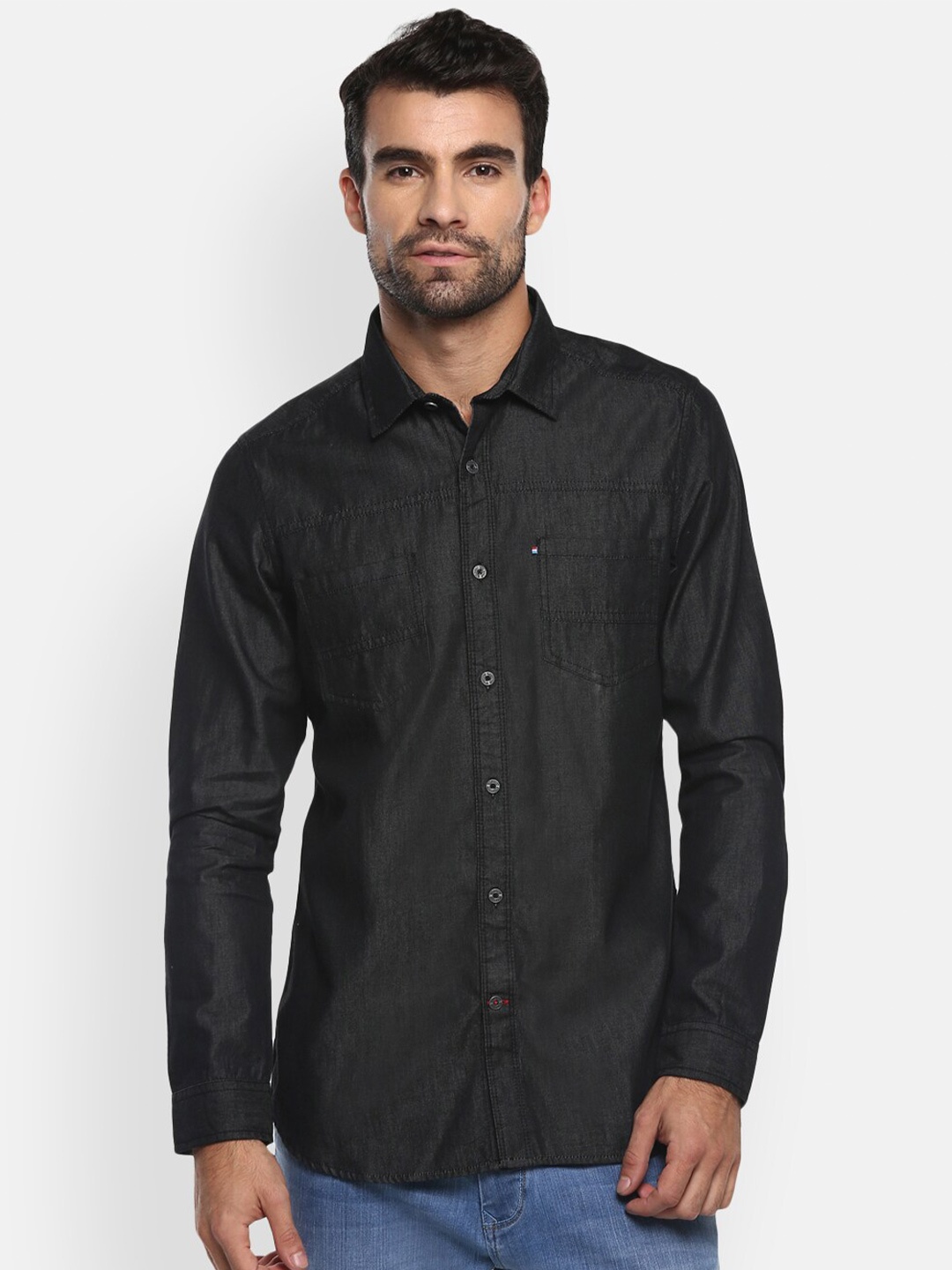 

Red Chief Men Black Slim Fit Casual Shirt