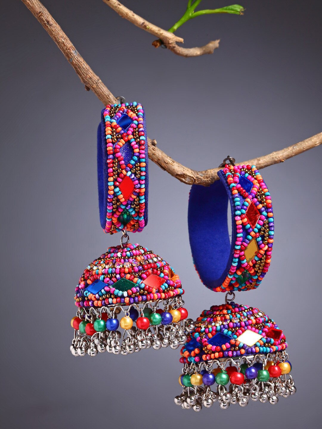 

Moedbuille Multicoloured Dome Shaped Jhumkas Earrings, Multi
