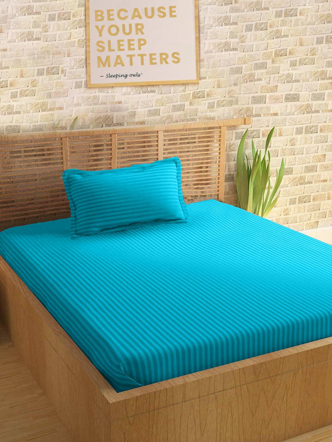 

Sleeping Owls- because your sleep matters Unisex Turquoise Blue Bedsheets