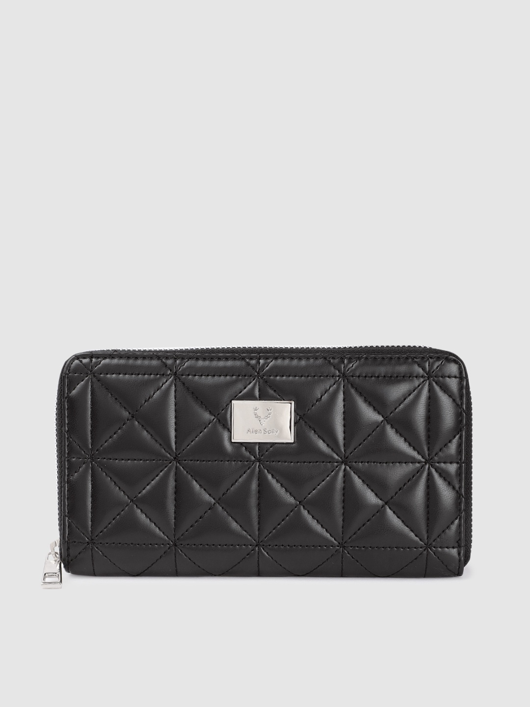 

Allen Solly Women Geometric Quilted Zip Around Wallet, Black