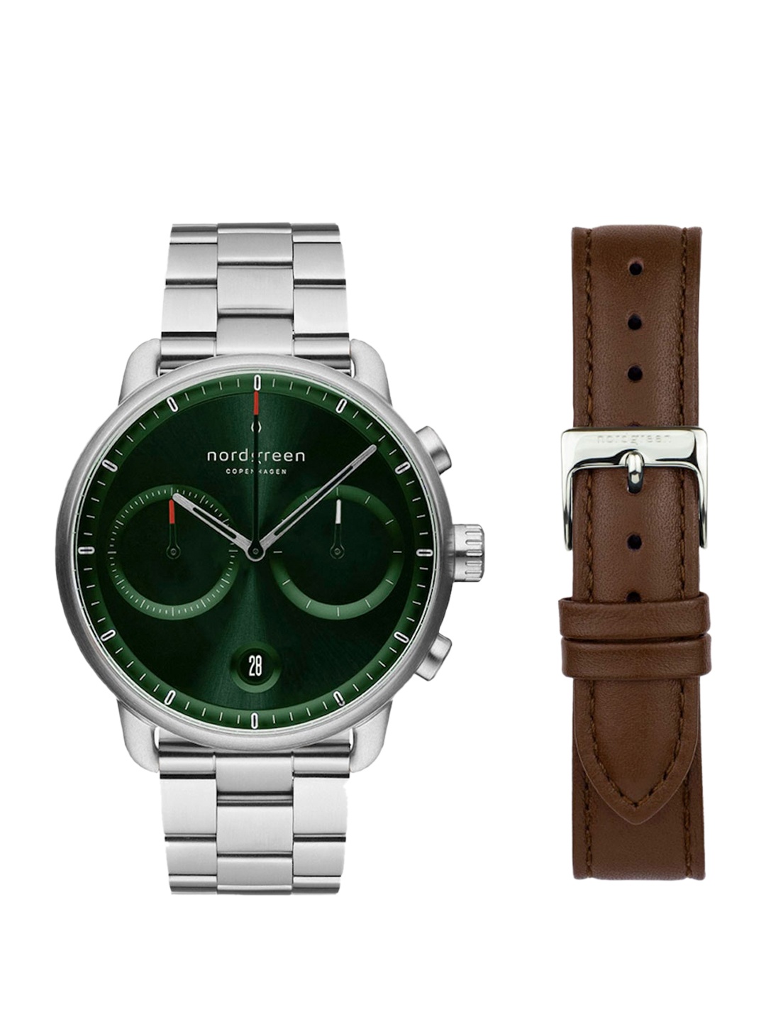

Nordgreen Men Green Dial & Stainless Steel Bracelet Style Straps Analogue Watch PI42SI3LSIGSLEBR, Silver