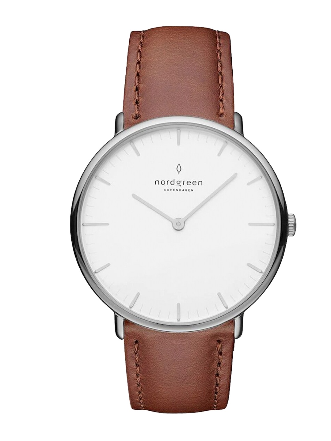 

Nordgreen Men White Dial & Leather Straps Analogue Watch NR40SILEBRXX, Silver