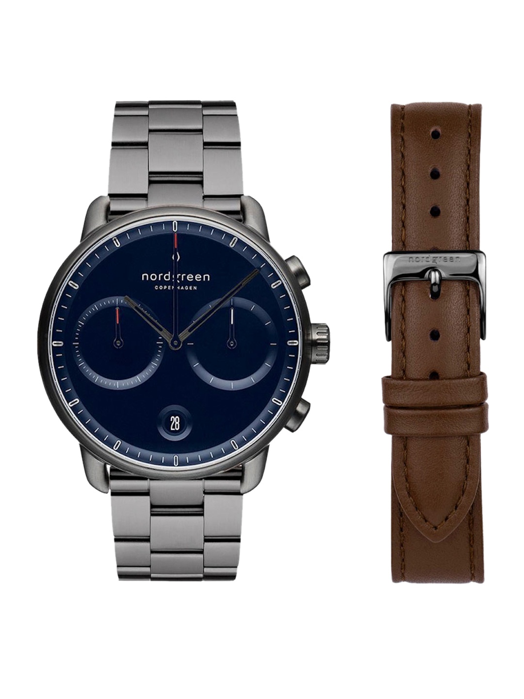 

Nordgreen Men Blue Embellished Dial & Stainless Steel Textured Straps Analogue Watch PI42GM3LGUNALEBR, Metallic