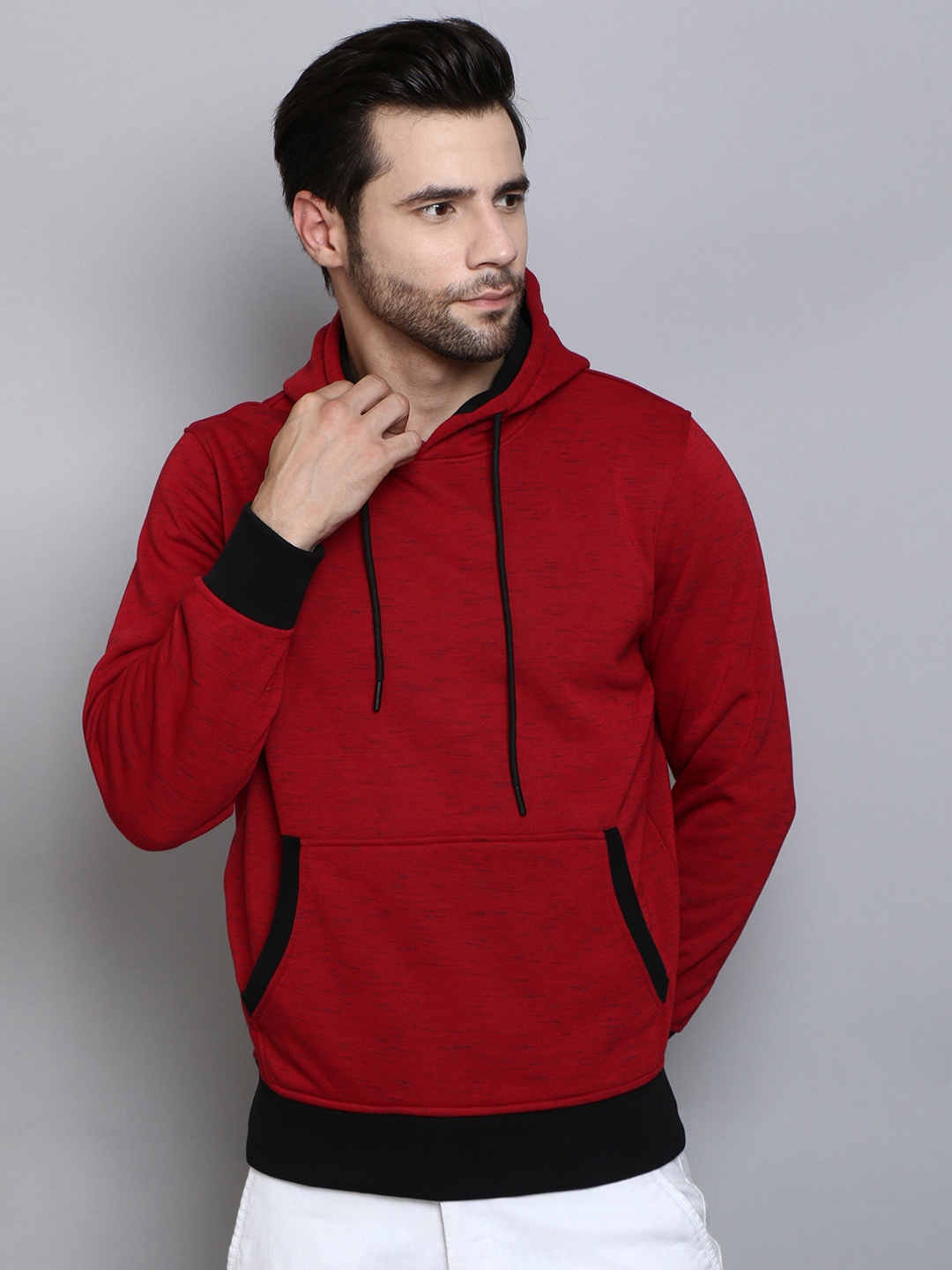 

SIAPA Men Red Hooded Sweatshirt