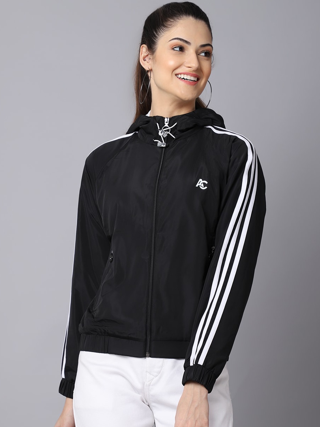 ANTI CULTURE Women Black dark jungle green Windcheater Outdoor Sporty Jacket