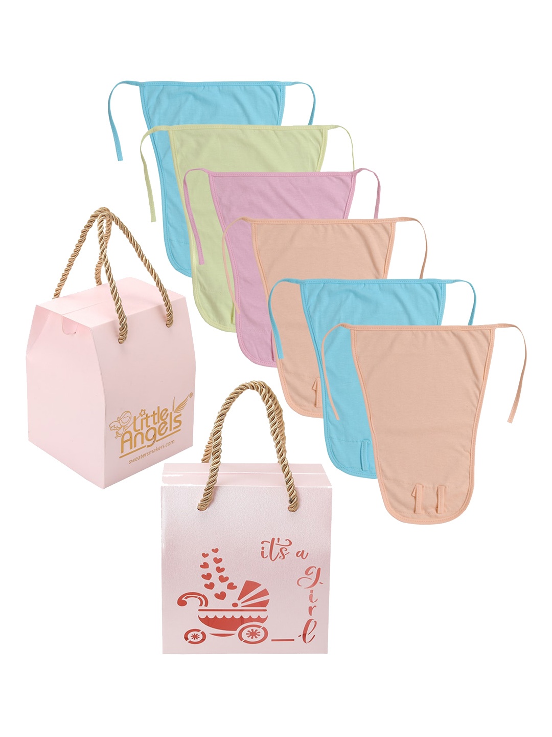 Little Angels Kids Pack of 6 Hosiery Cotton Assorted Nappy Gift Set