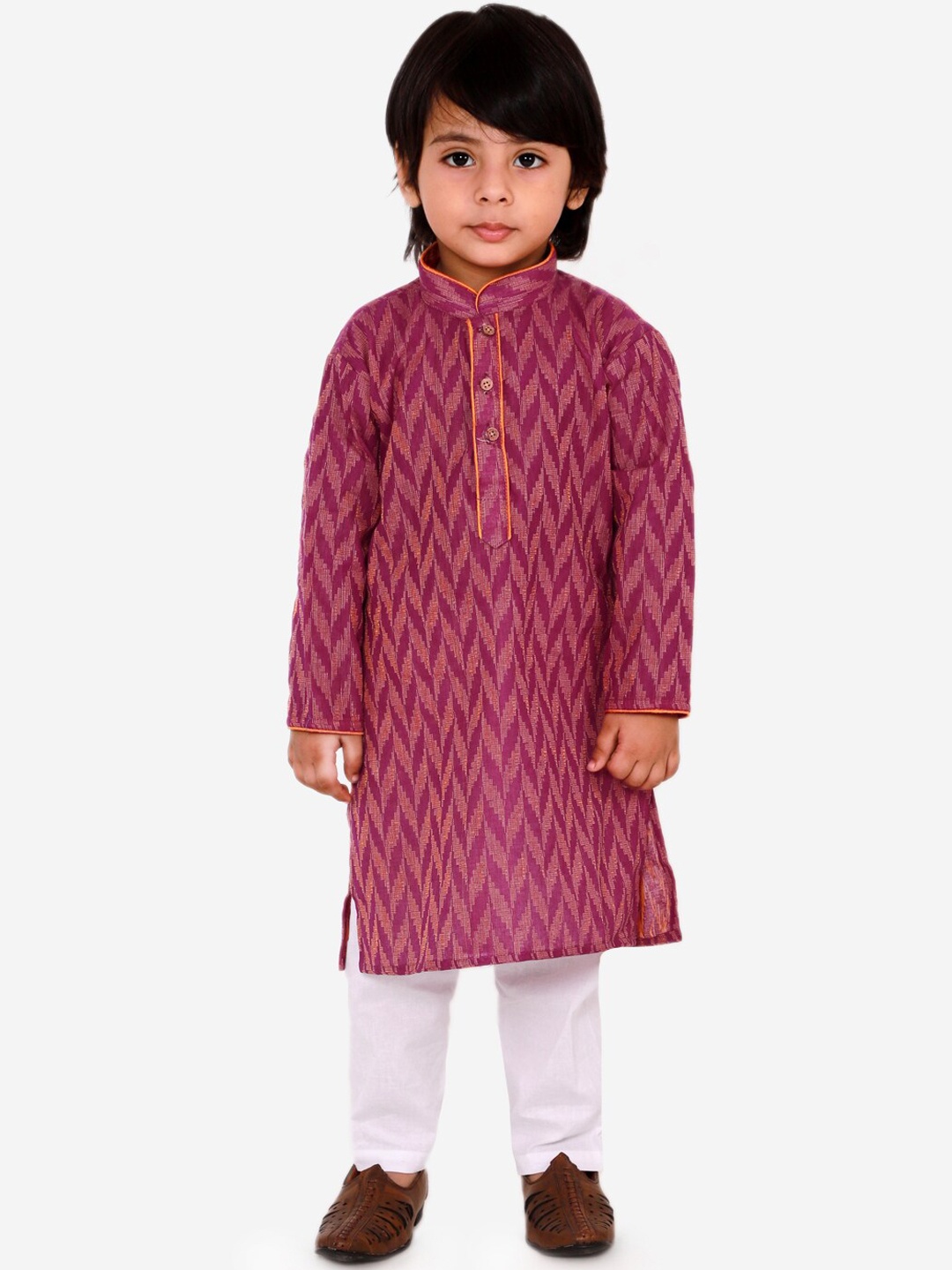 

KID1 Boys Purple Ethnic Motifs Printed Pure Cotton Kurta with Pyjamas
