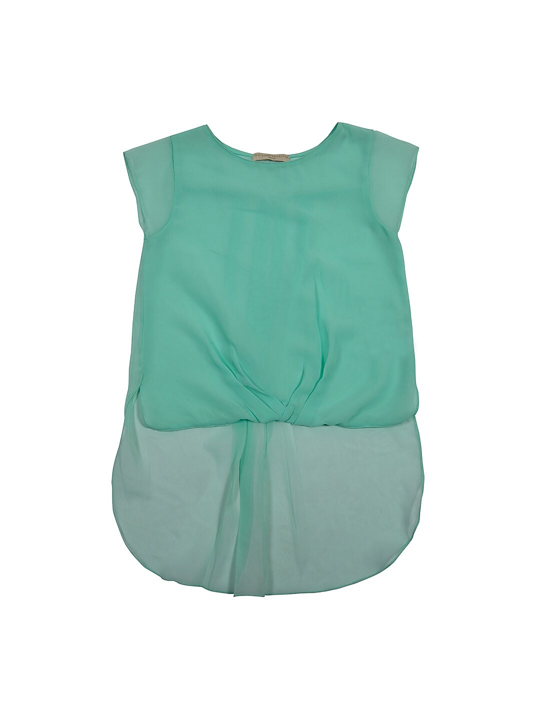 

Gini and Jony Girls Green Solid High-Low Top