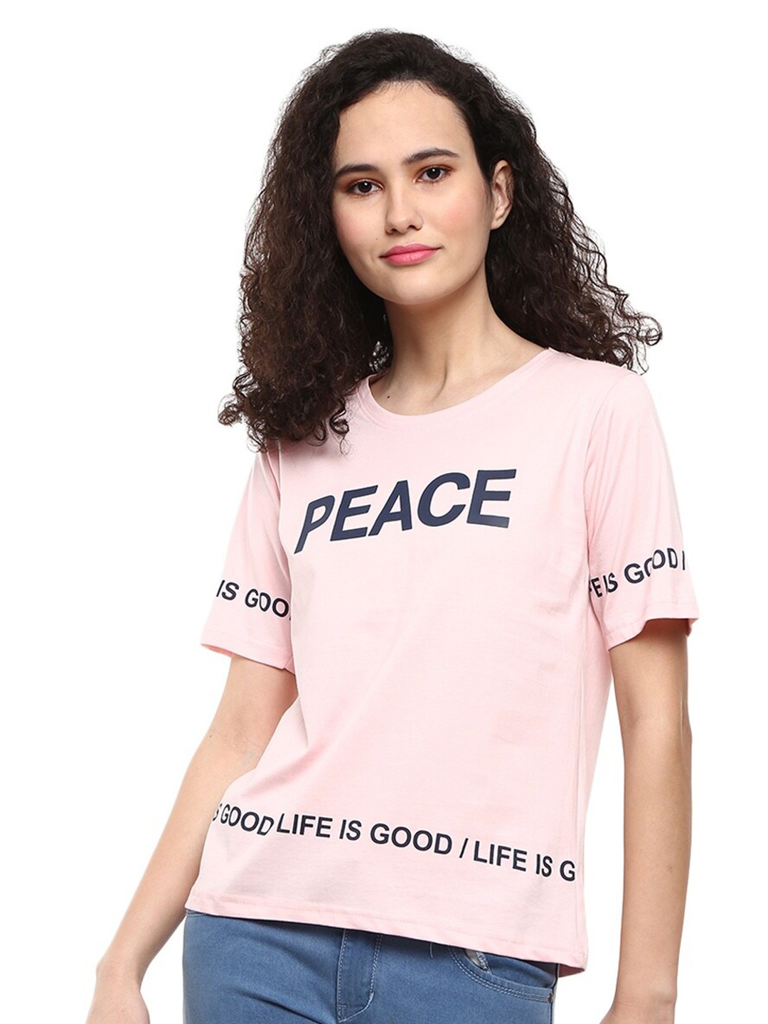 

V-Mart Women Pink & misty rose Printed T-shirt