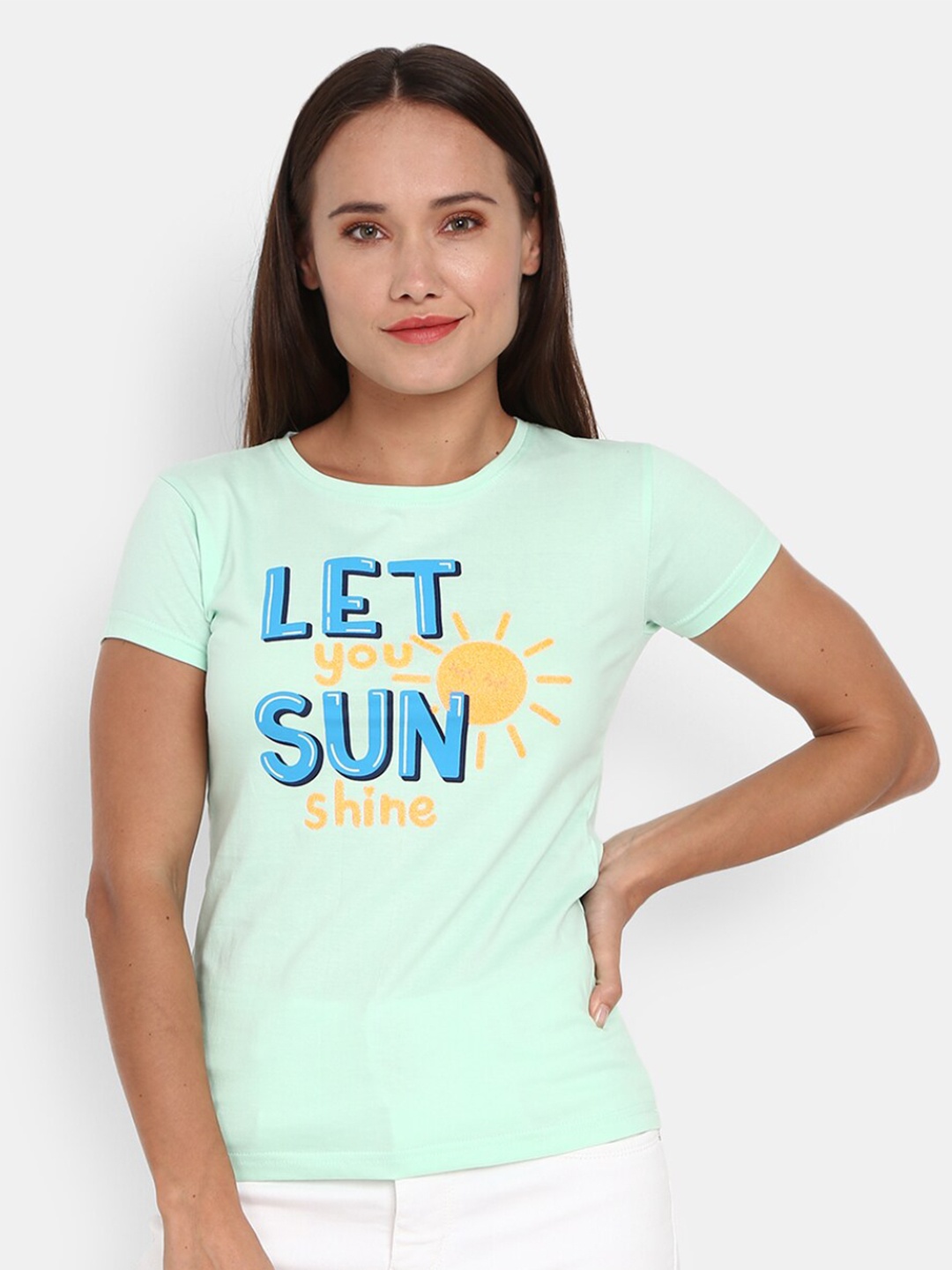 

V-Mart Women Blue Printed T-shirt