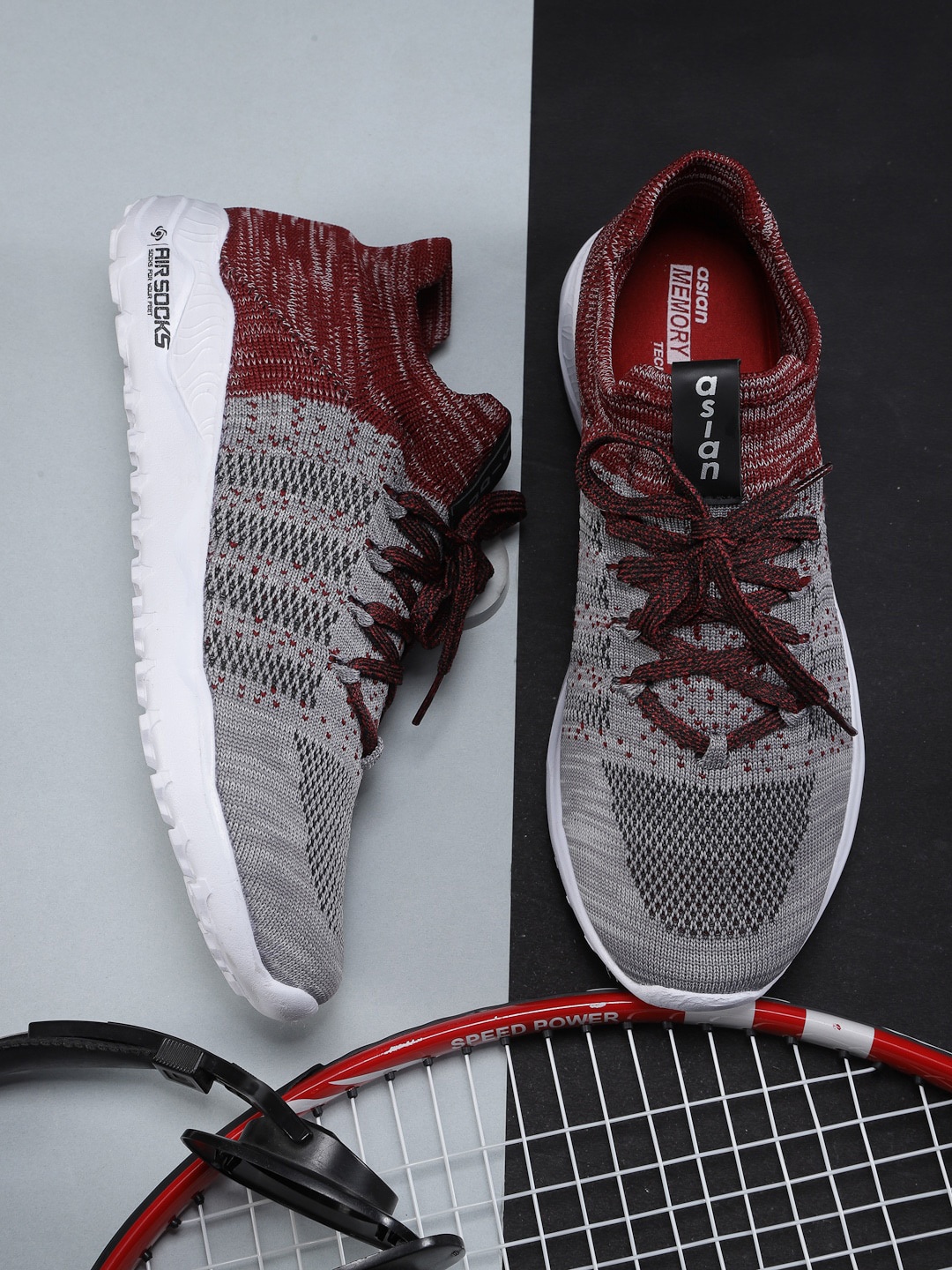 

ASIAN Men Grey Striped Sneakers
