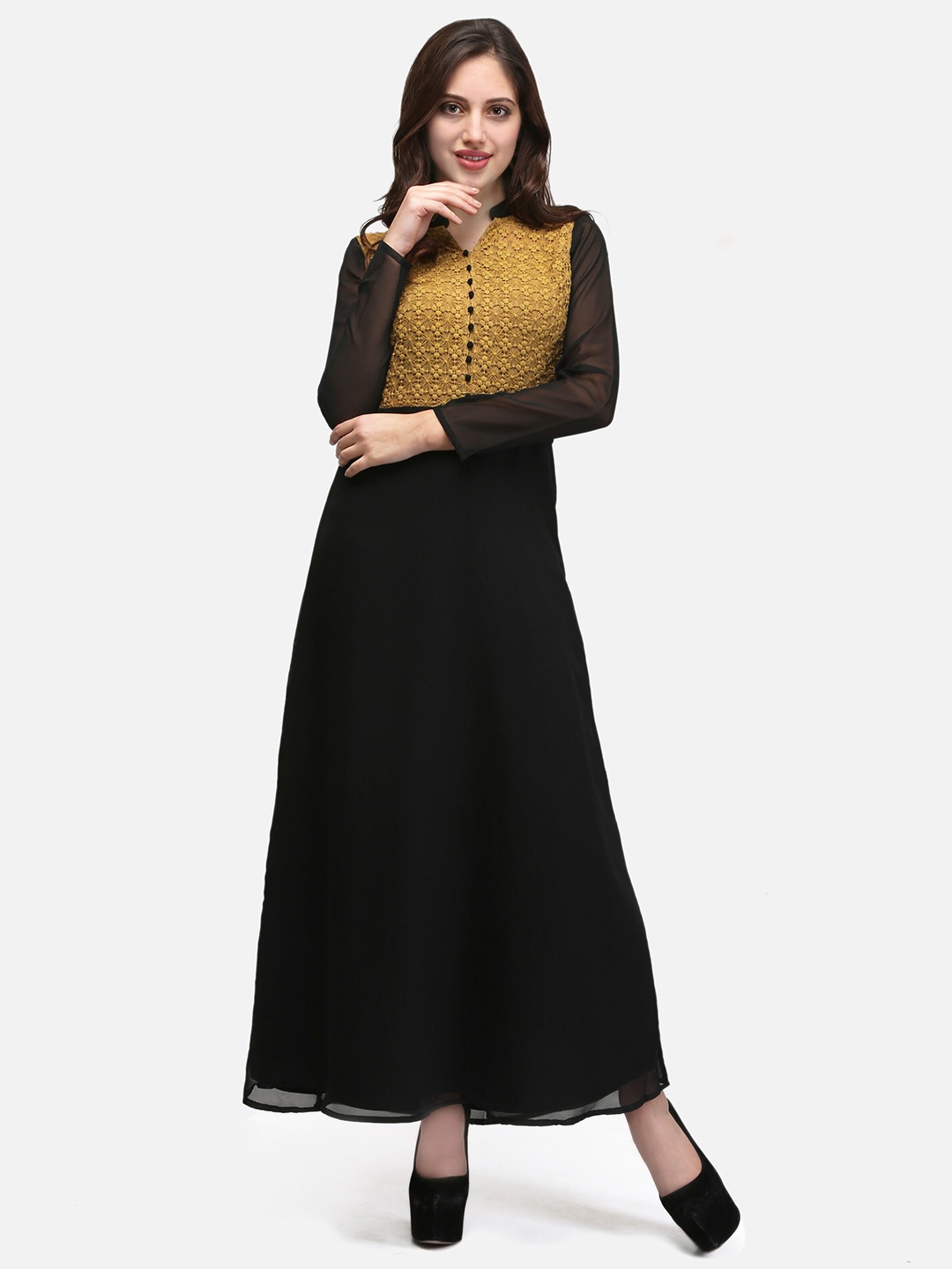 

V&M Black & chinese black Georgette Maxi Dress