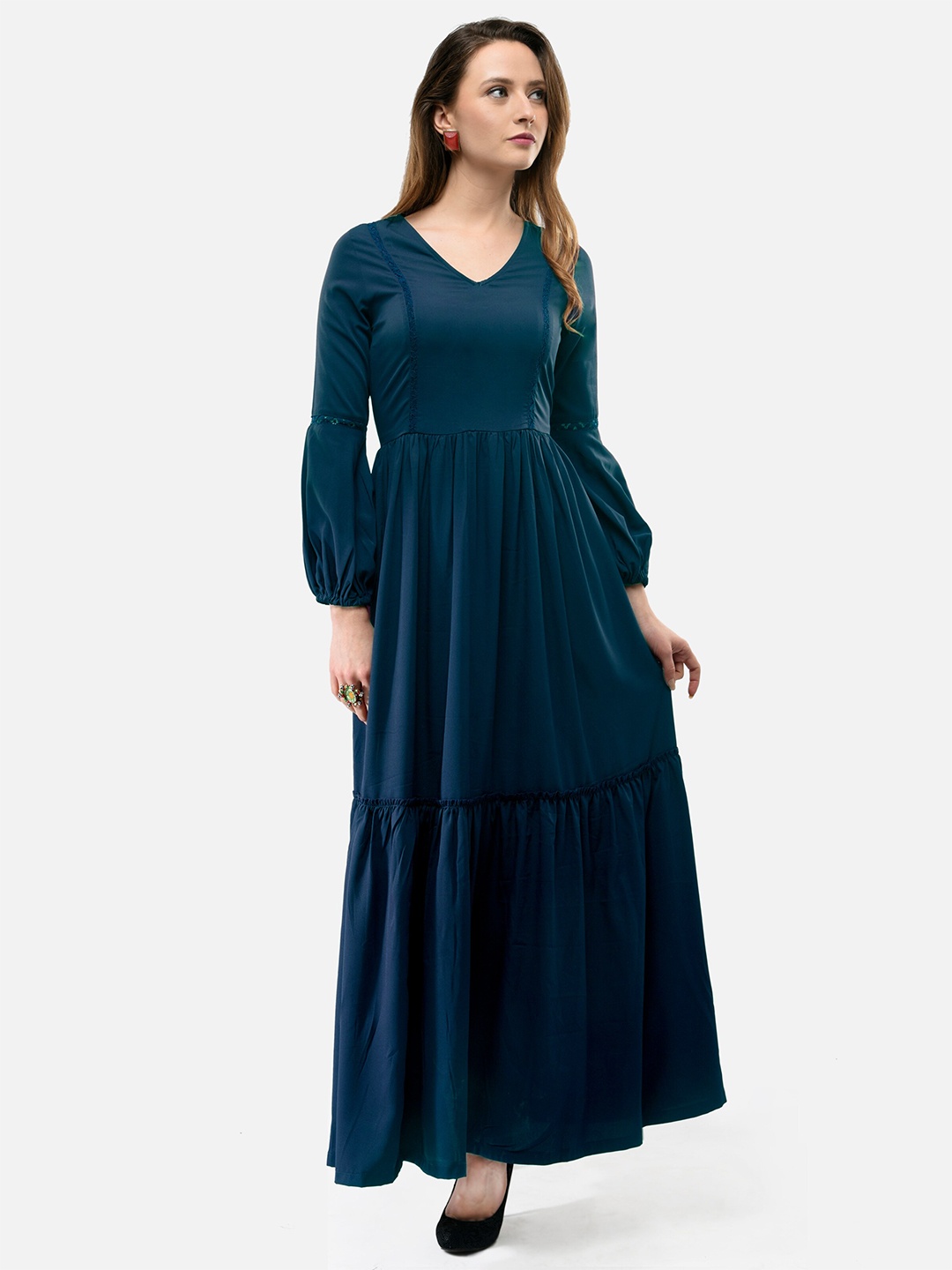 

V&M Navy Blue & cloud dancer Crepe Maxi Dress