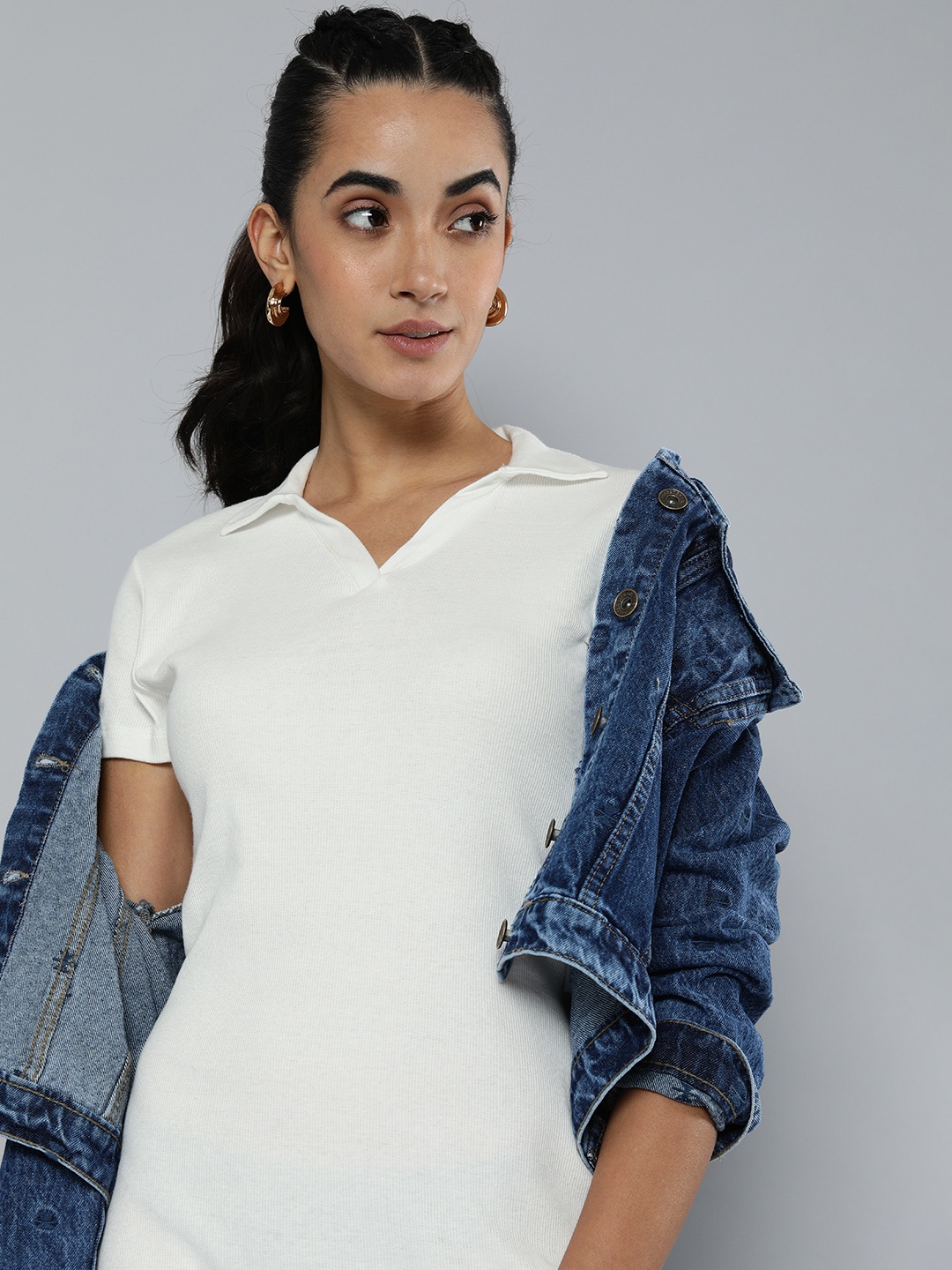

HERE&NOW White Ribbed T-shirt Dress