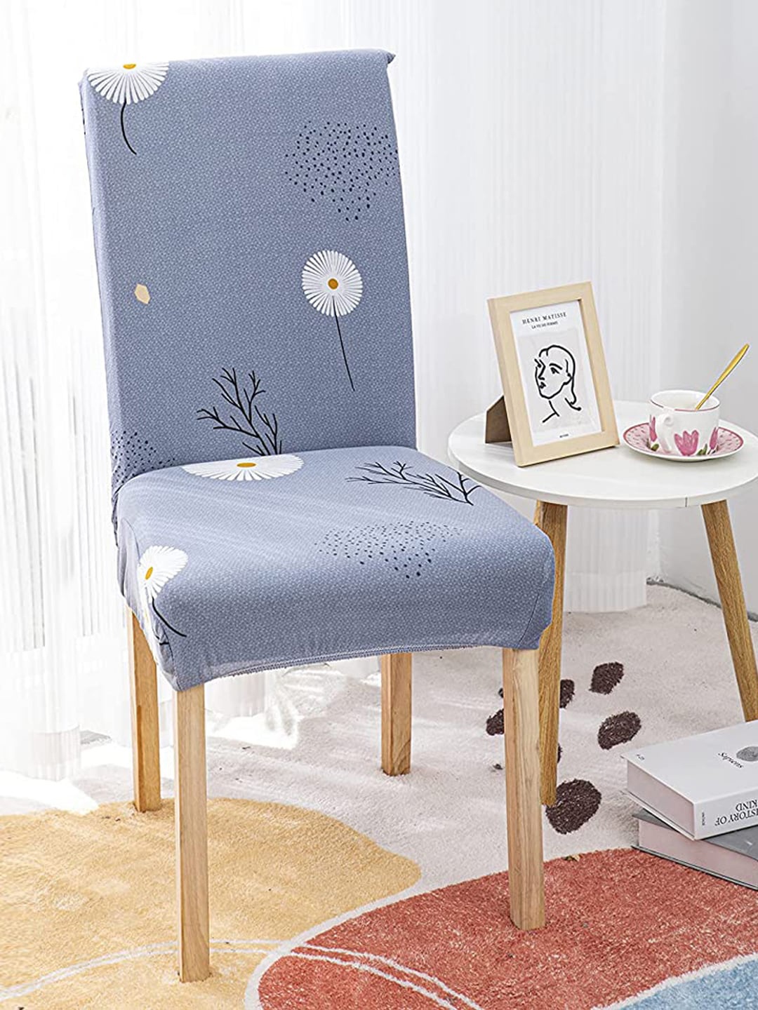 

HOUSE OF QUIRK Pack Of 2 Grey Printed Polyester Chair Cover
