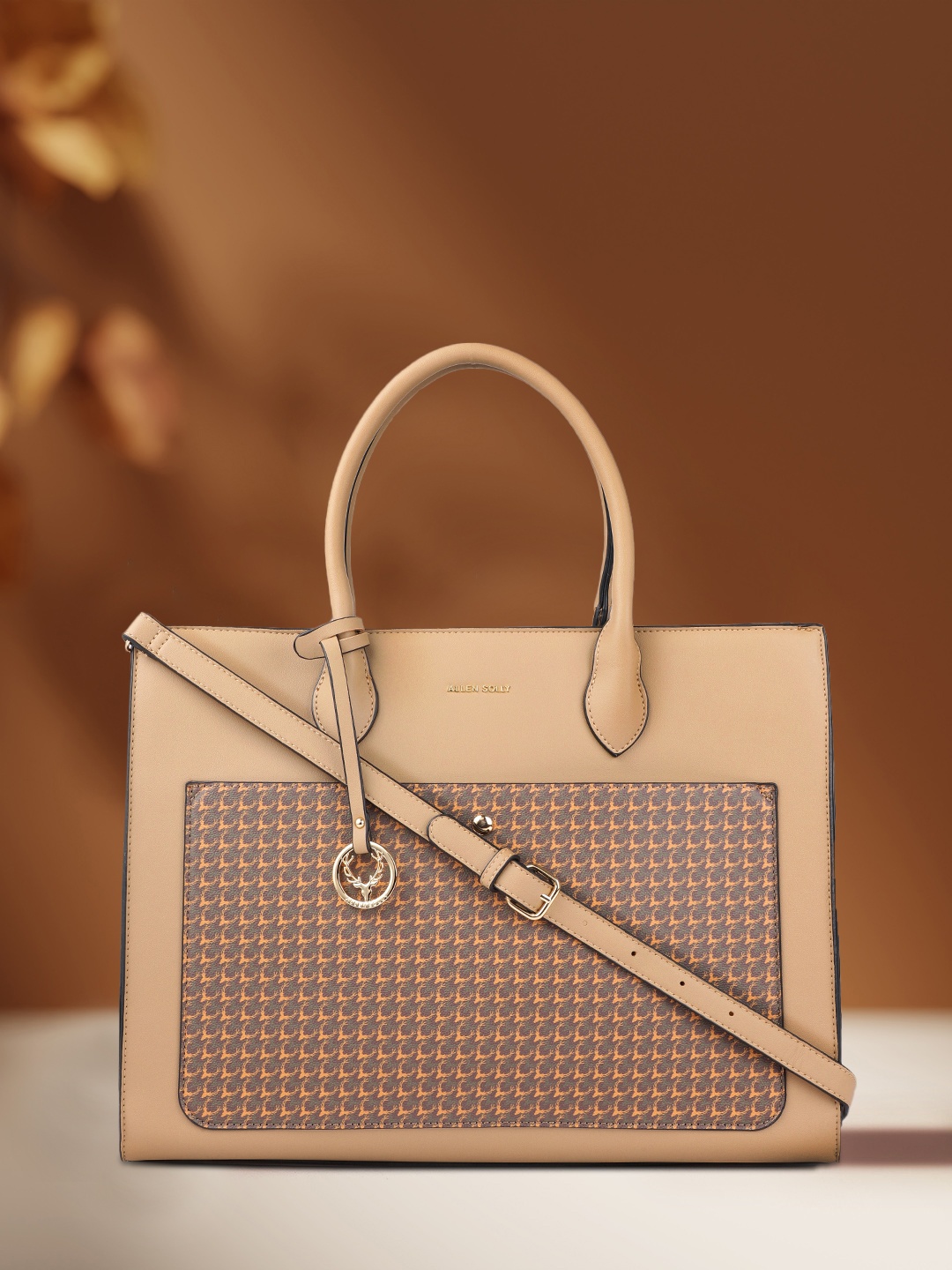 

Allen Solly Tan Brown Printed Handheld Bag