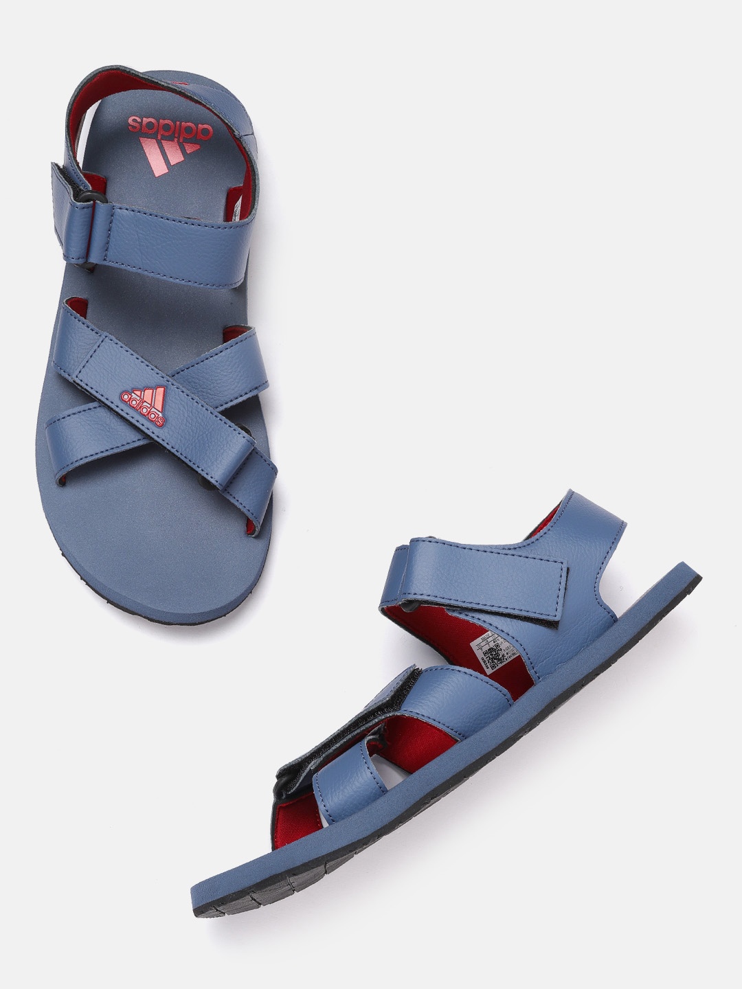 

ADIDAS Men Navy Blue & Red Brand Logo Print Traso Sports Sandals