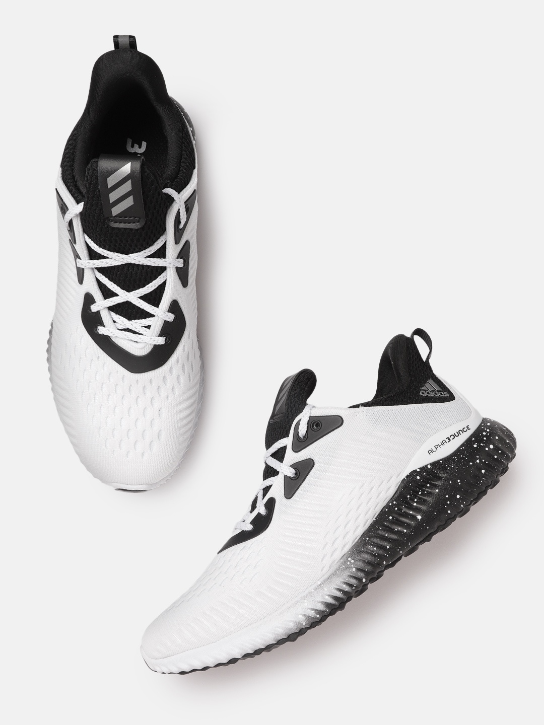 

ADIDAS Men White & Black Woven Design Alphabounce 1 m Running Shoes