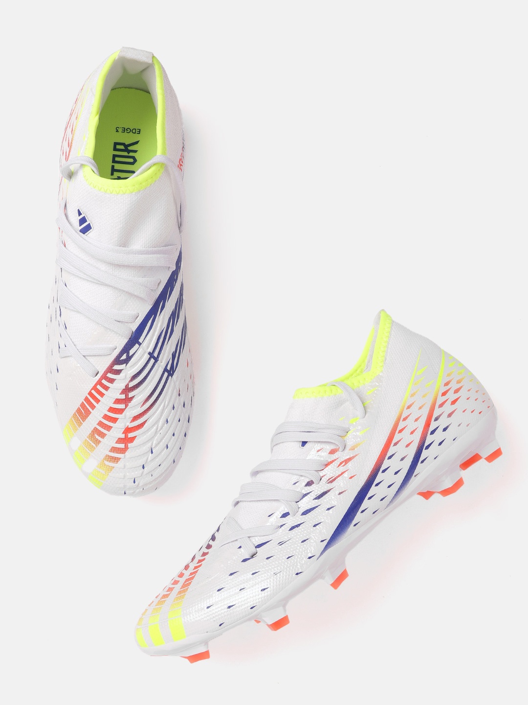 

ADIDAS Unisex White & Orange Web Printed Predator Edge.3 FG Football Shoes
