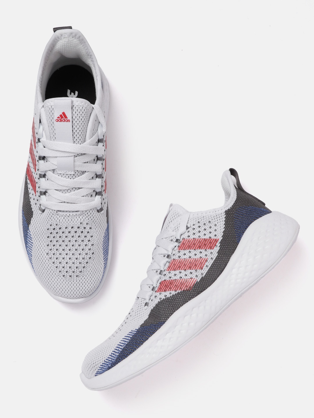 

ADIDAS Men Navy Blue Woven Design Fluidflow 2.0 Running Shoes, White