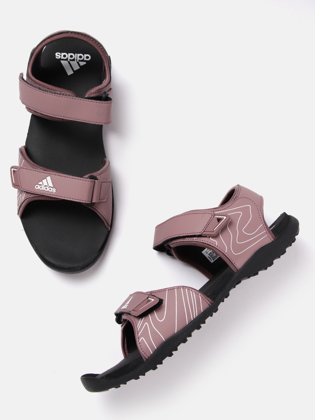 

ADIDAS Men Dusty Rose Pink & White Brand Logo Print Traso Sports Sandals