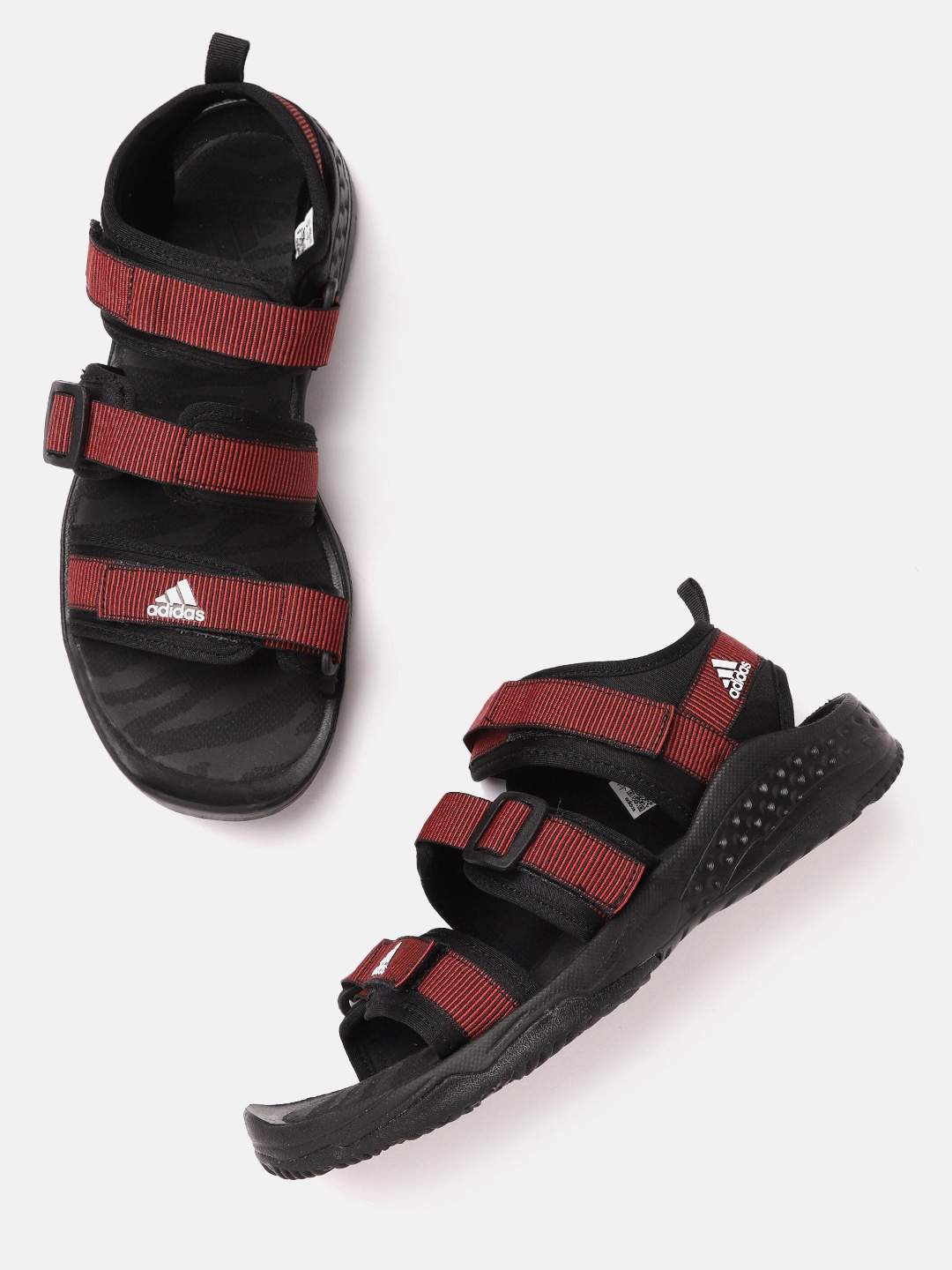 

ADIDAS Men Black & Red Striped Traso Sports Sandals