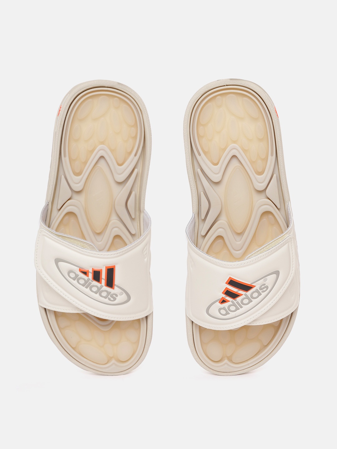 

ADIDAS Originals Men Off White & Grey Brand Logo Printed Sliders