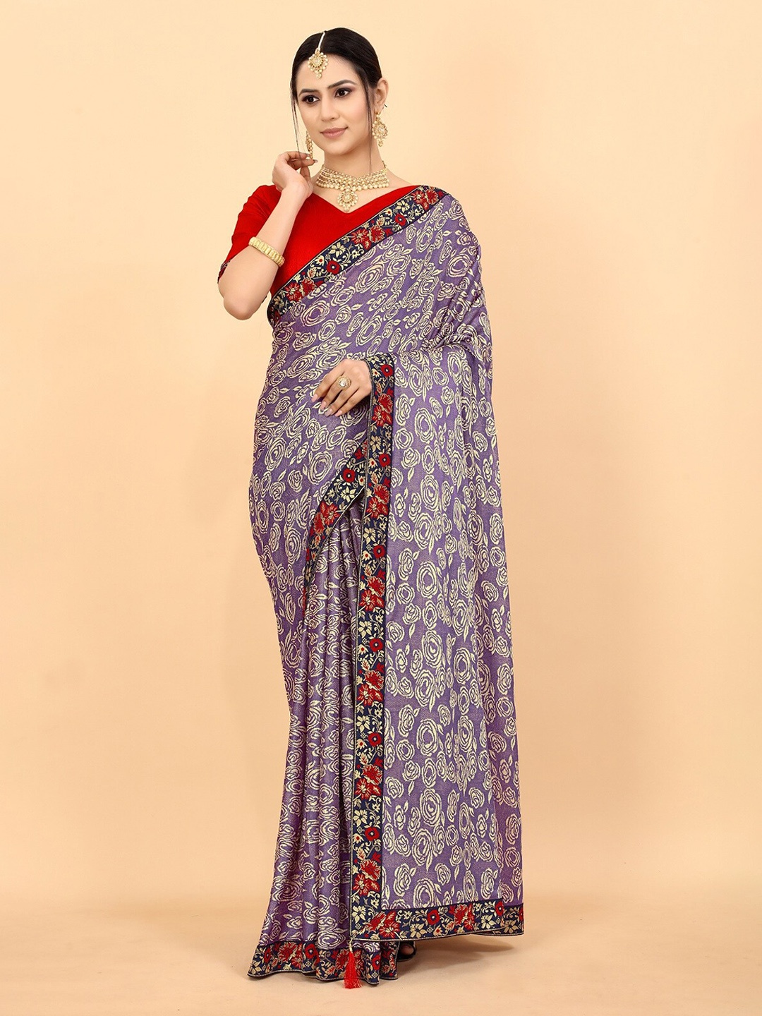 

Fashionuma Purple & Red Floral Saree