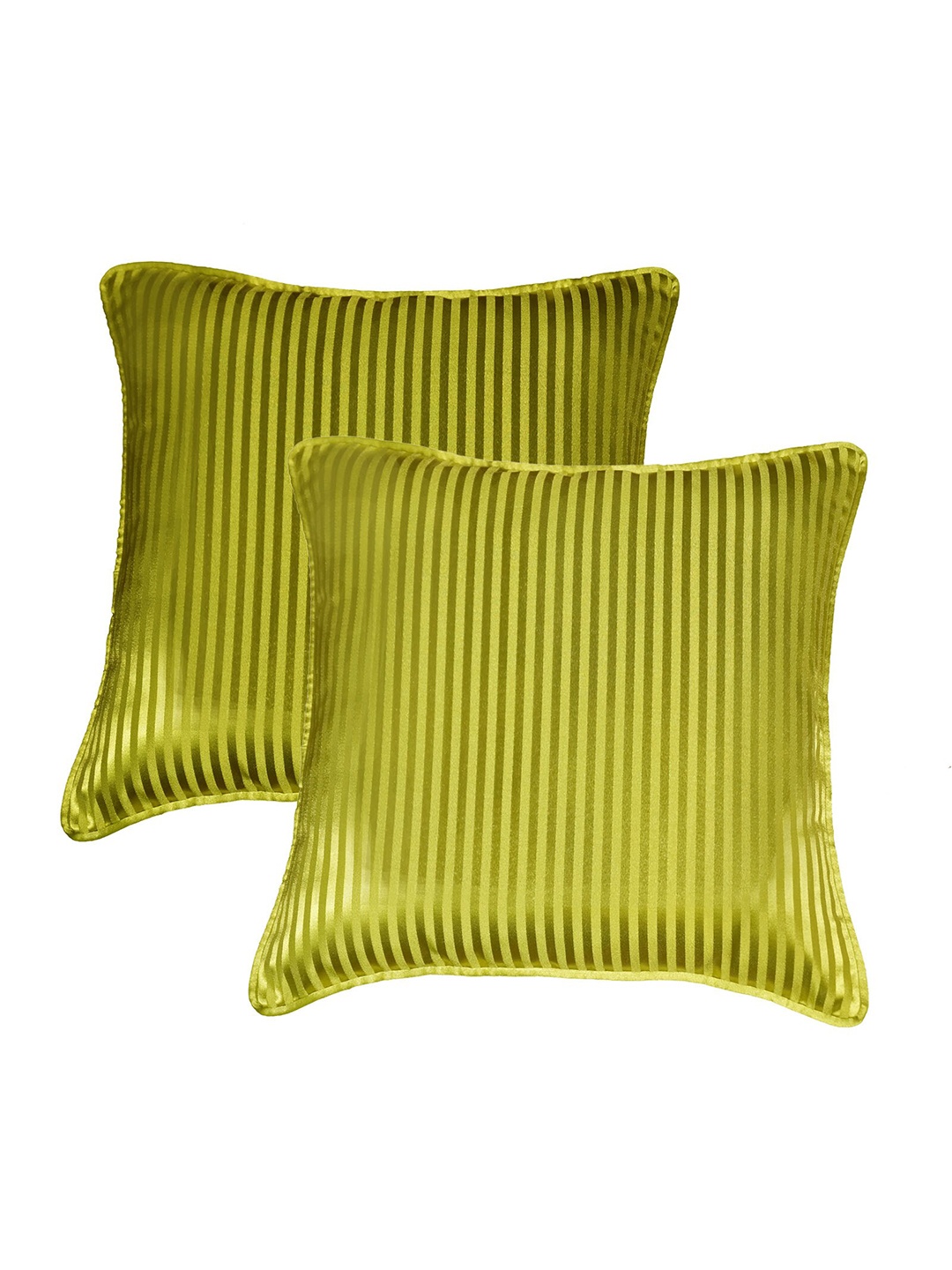 

Lushomes Green Set of 2 Striped Square Cushion Covers