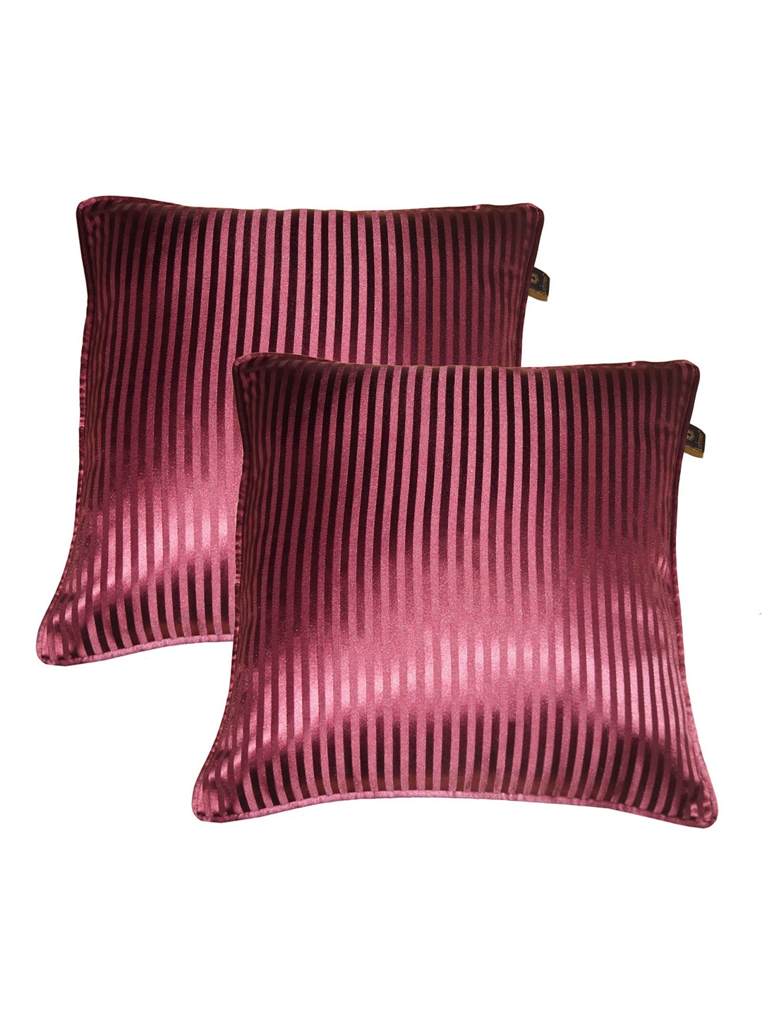 

Lushomes Burgundy Set of 2 Striped Square Cushion Covers