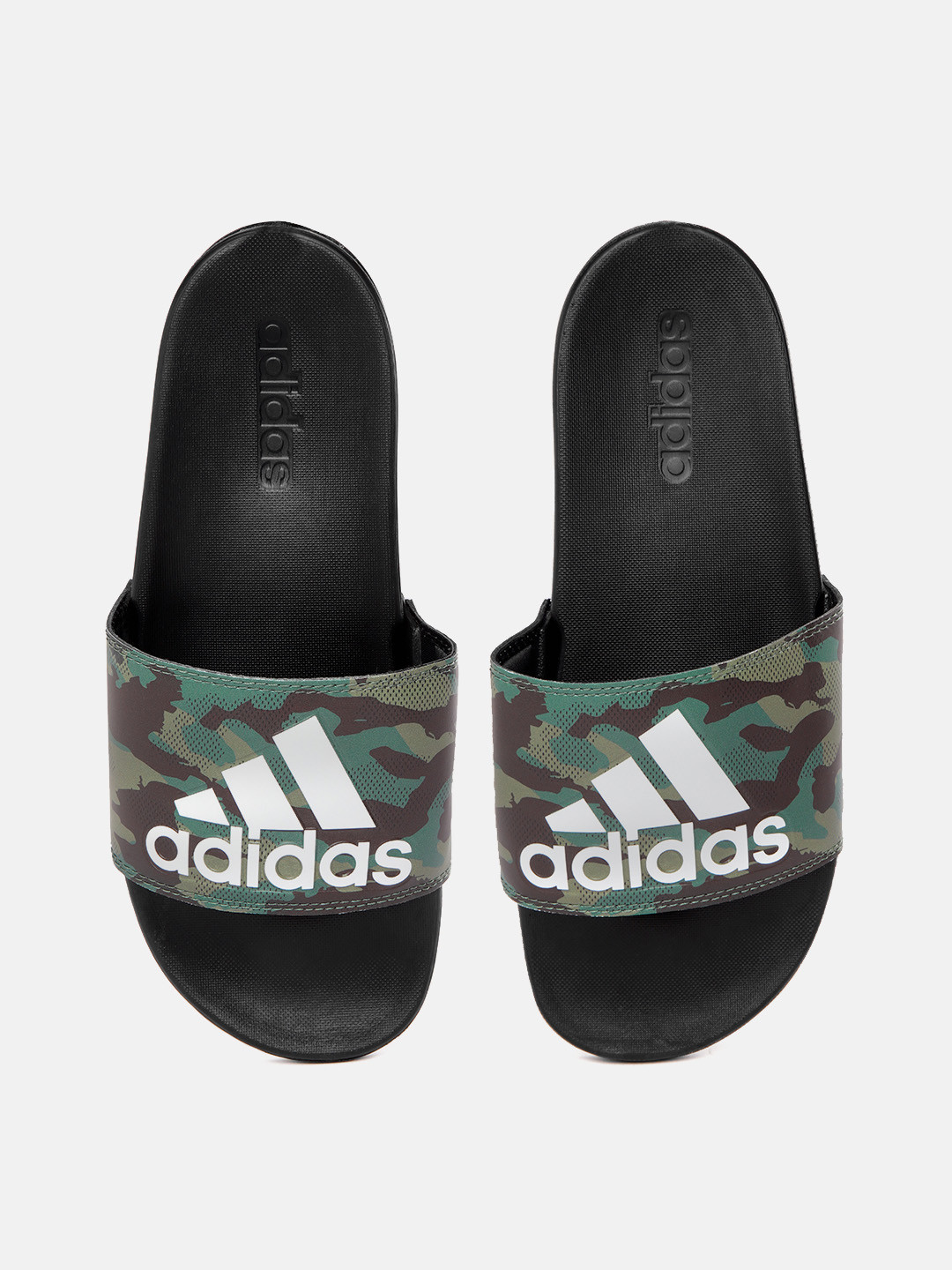 

ADIDAS Unisex Black & Olive Green Adilette Comfort Printed Sliders