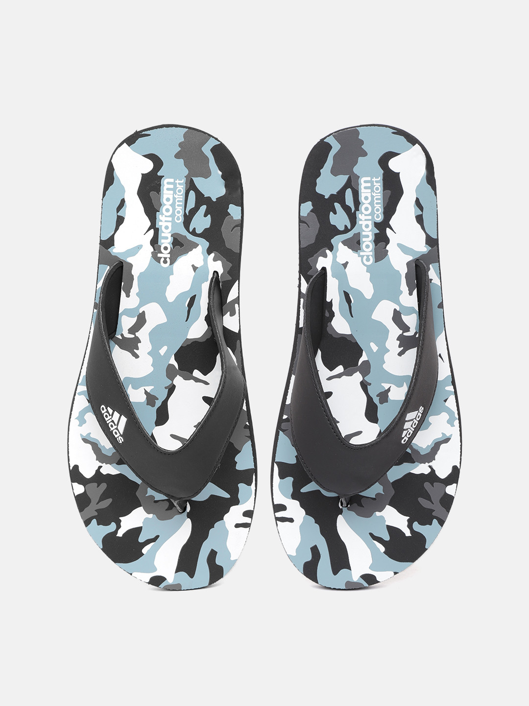 

ADIDAS Men Black & Grey Brand Logo Printed Thong Flip-Flops