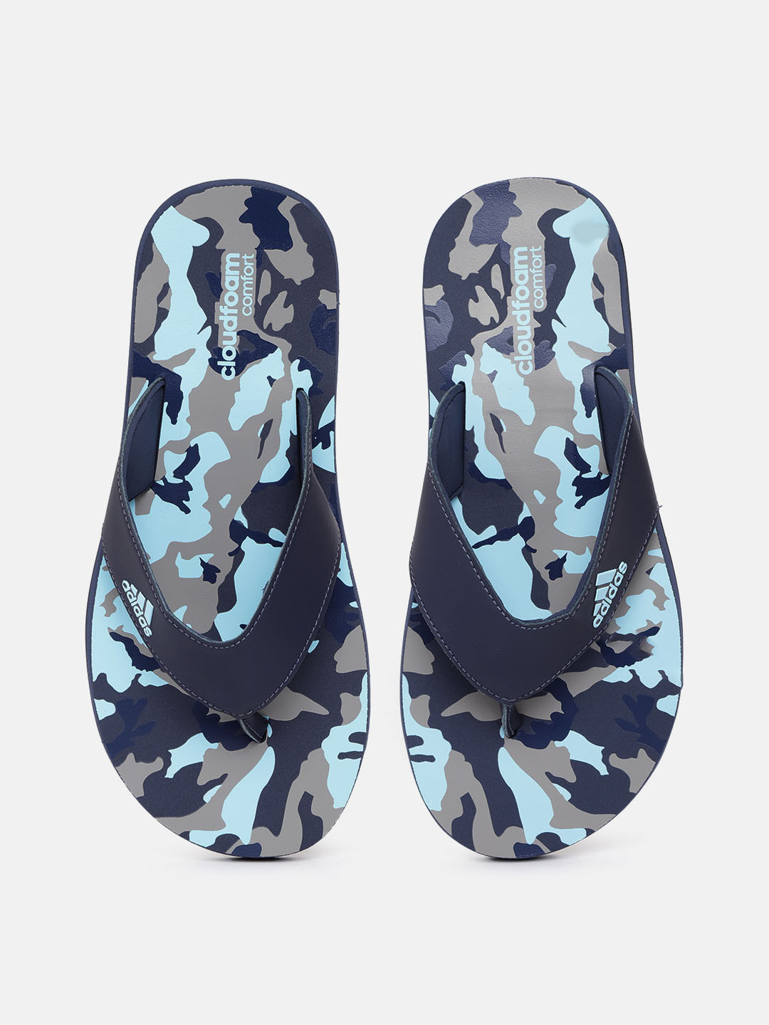 

ADIDAS Men Blue & Grey Brand Logo Printed Thong Flip-Flops