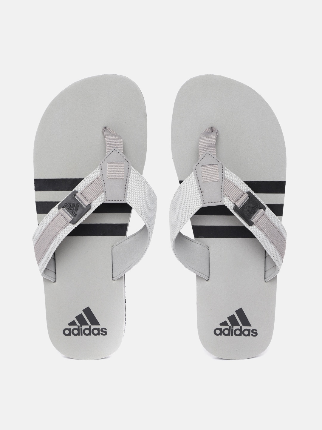 

ADIDAS Men Grey & Black & Brand Logo Printed Enthuso Thong Flip-Flops